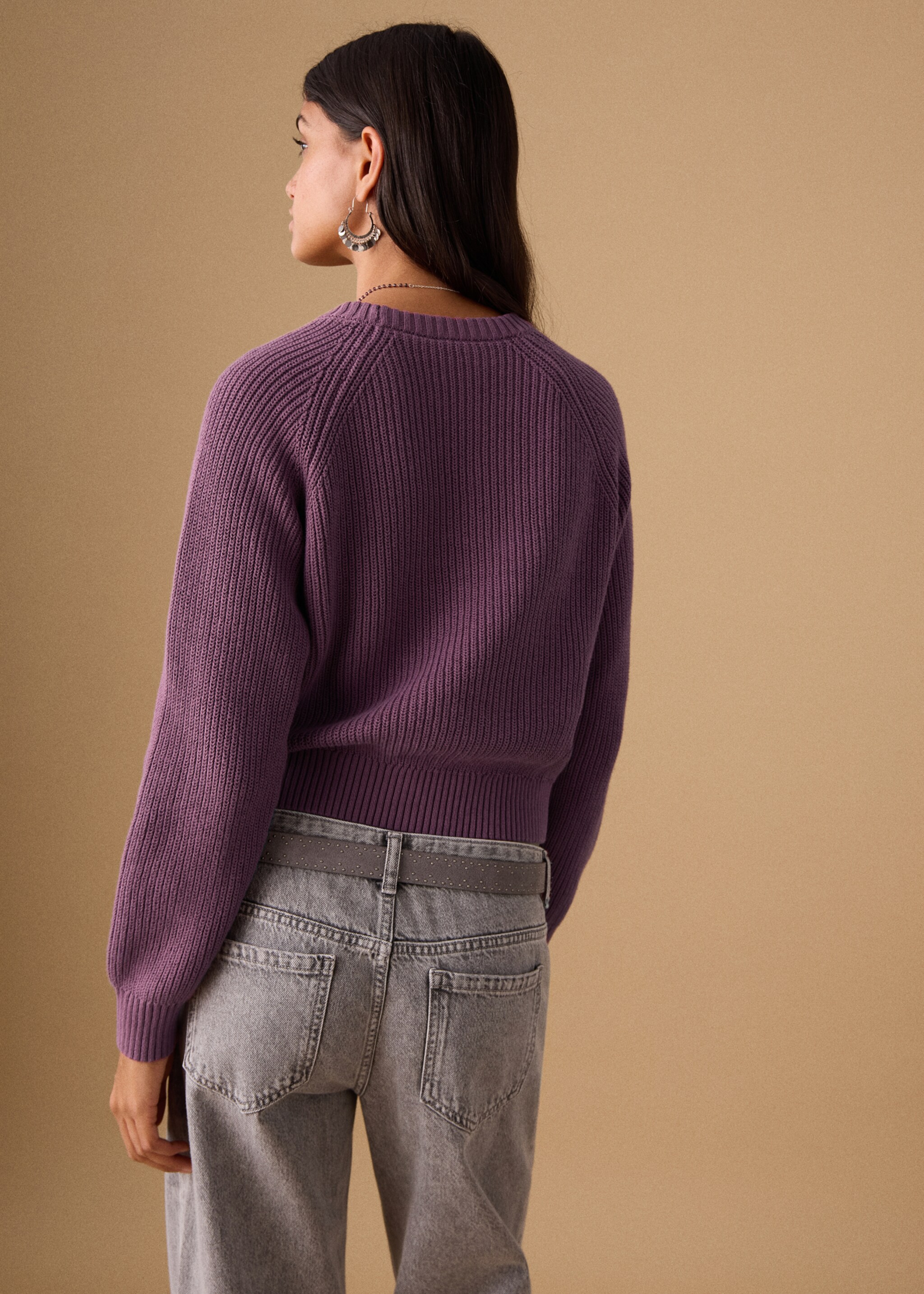 Buttons detail knit sweater - Reverse of the article, Pink. Ref: 27031300-00.