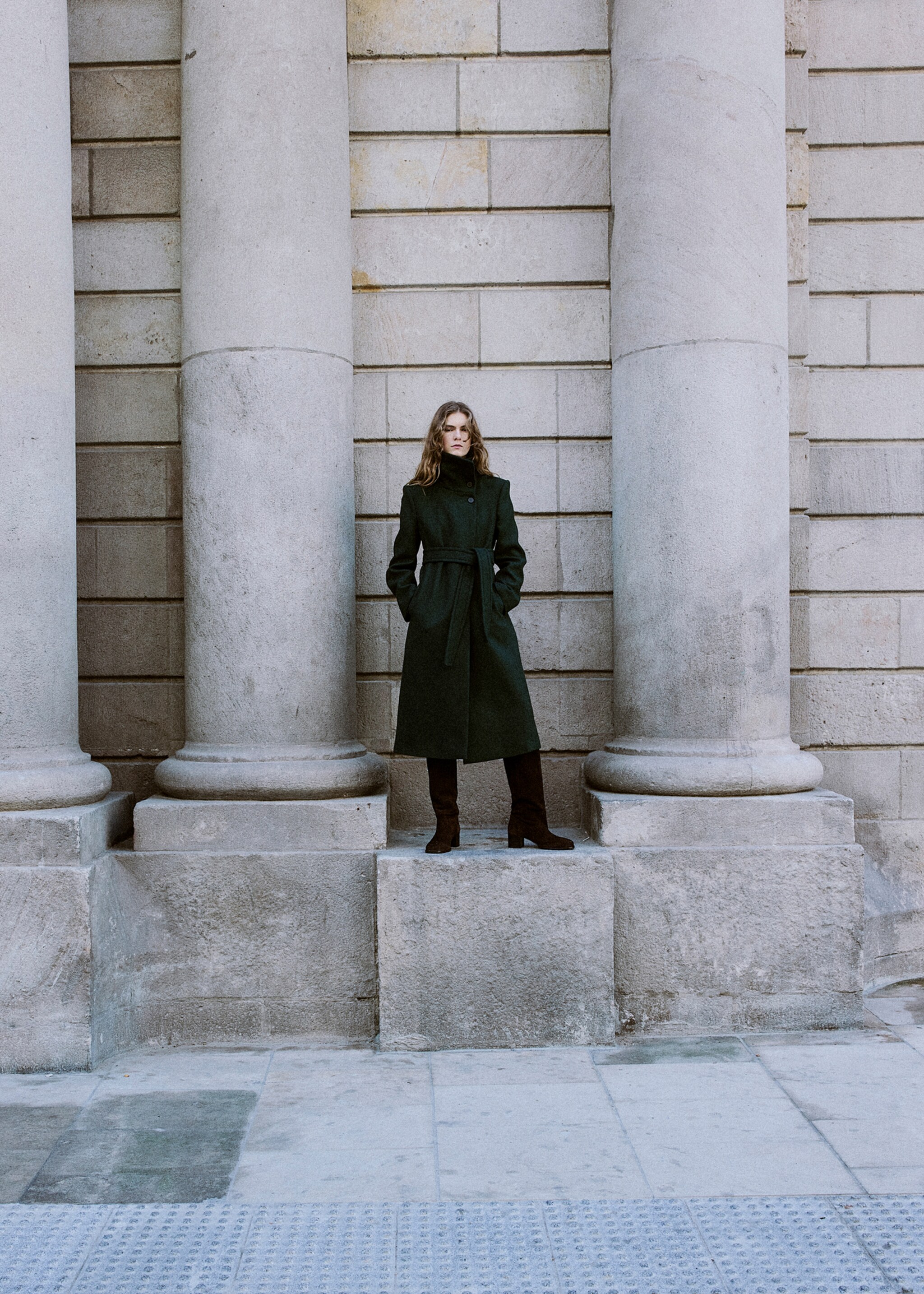 Manteco wool coat with belt - Details of the article 4, Green. Ref: 27031301-00.