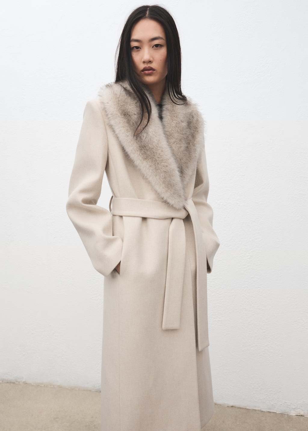 Manteco wool coat with fur collar