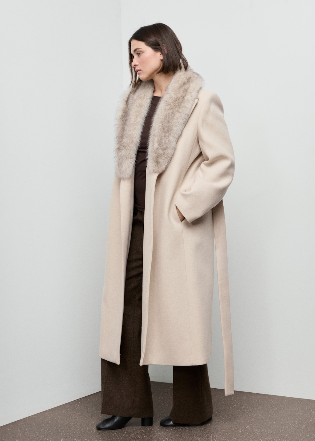Mango Manteco wool coat with fur collar