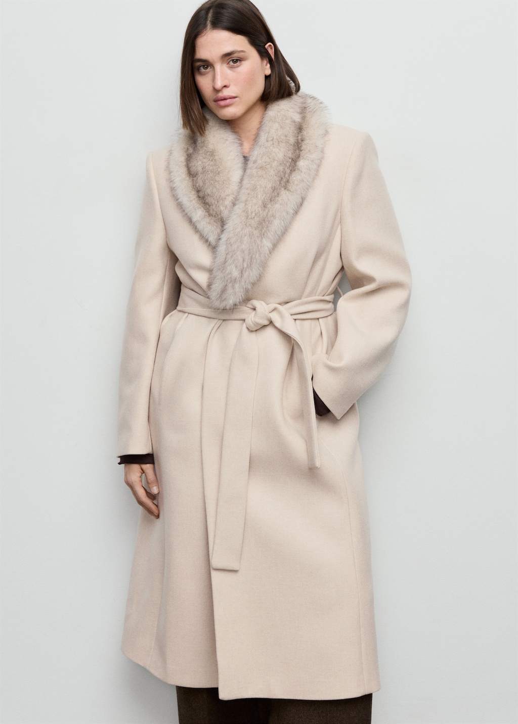 Mango Manteco wool coat with fur collar