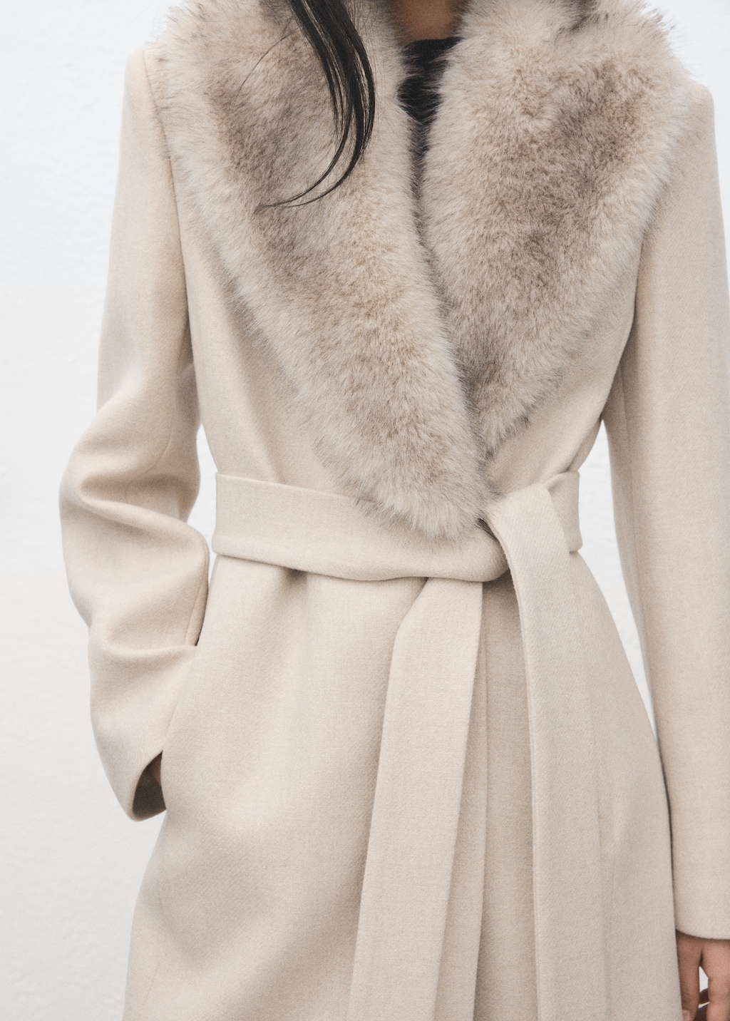 Mango Manteco wool coat with fur collar