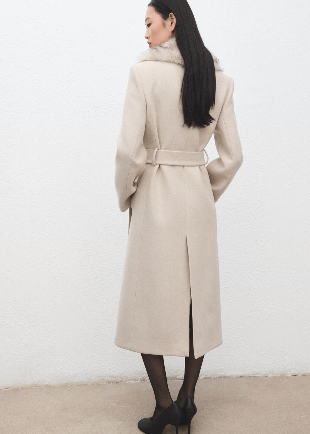 Mango Manteco wool coat with fur collar