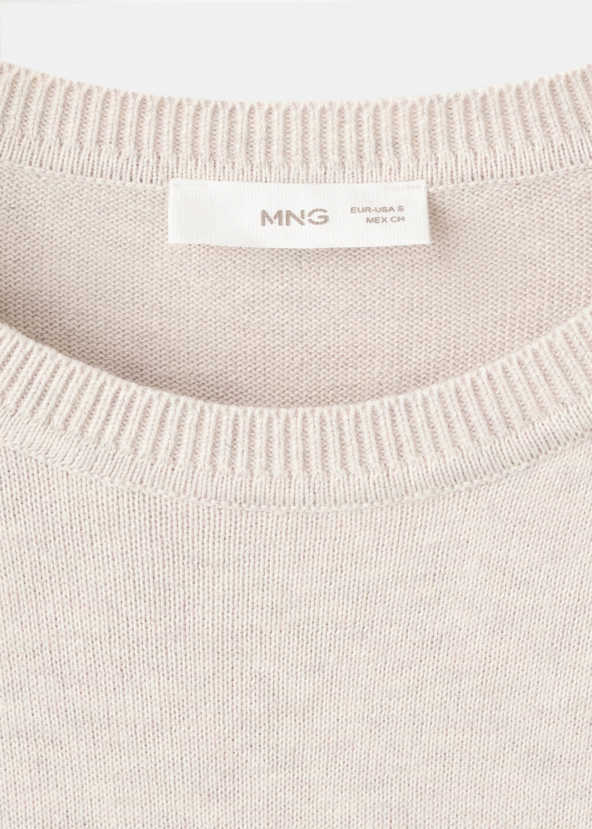 Knitted cotton sweater - Details of the article 8, Sand. Ref: 27031312-00.