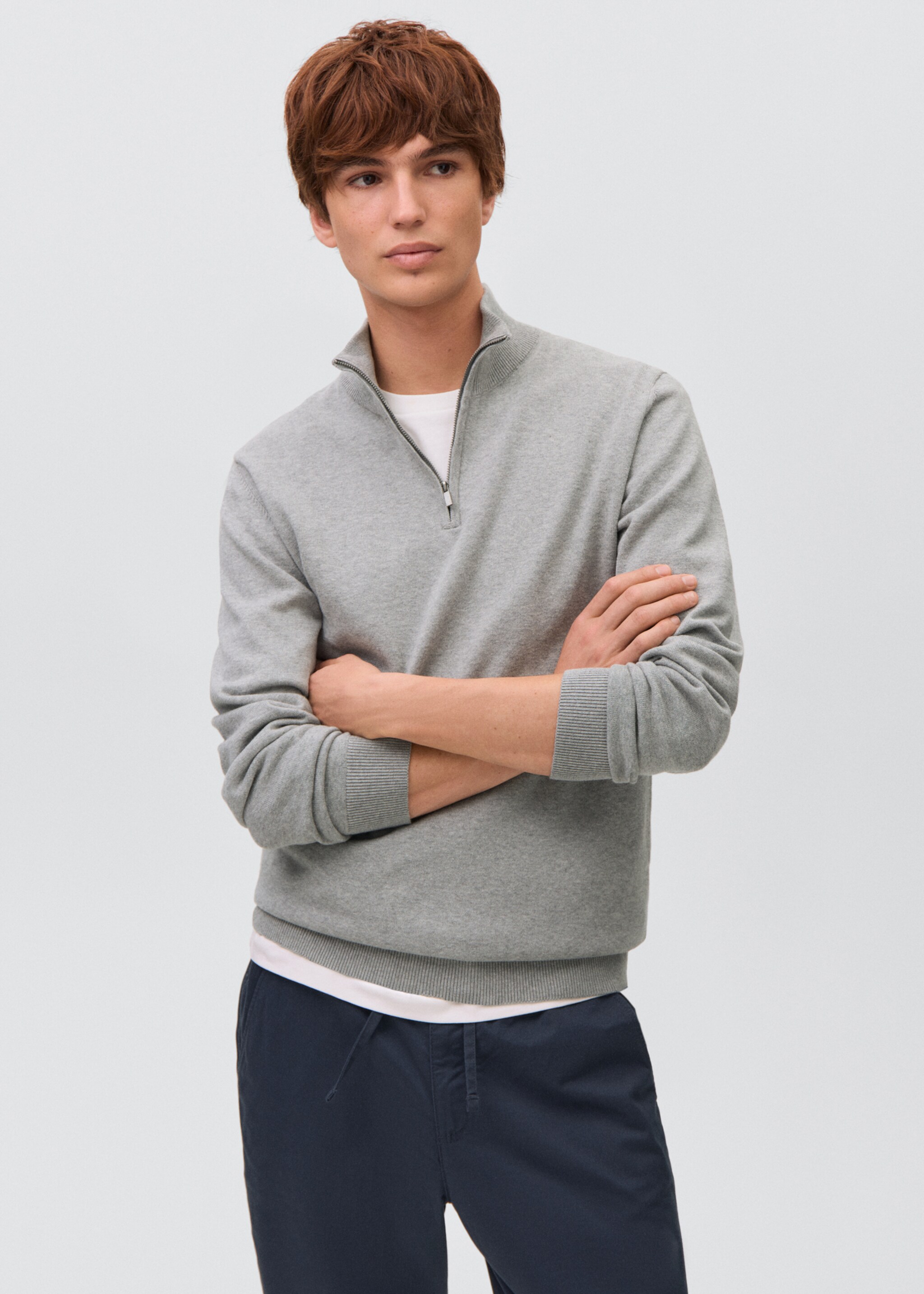 Perkins-neck sweater - Medium plane, Medium Heather Grey. Ref: 27031313-00.