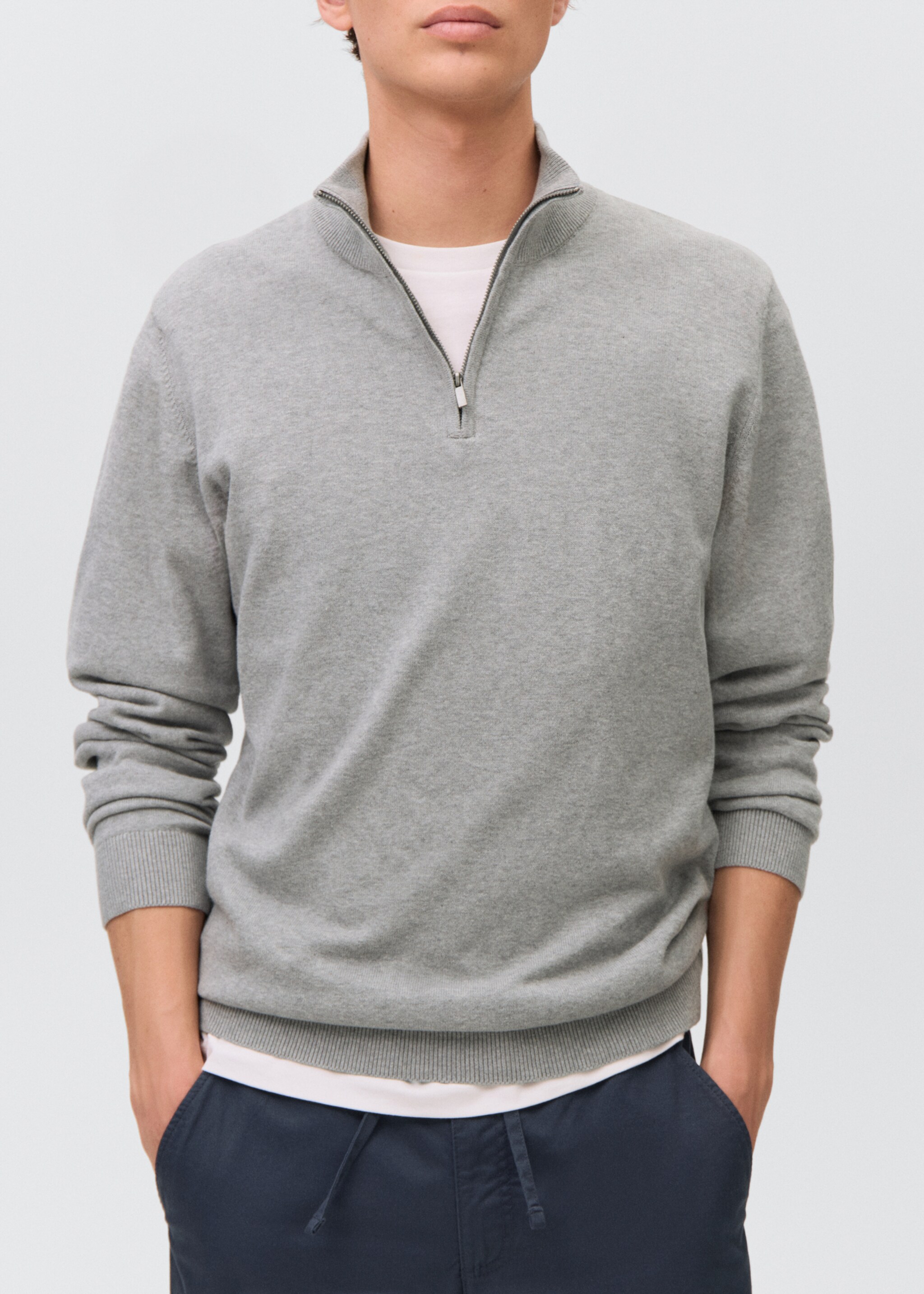 Perkins-neck sweater - Details of the article 6, Medium Heather Grey. Ref: 27031313-00.