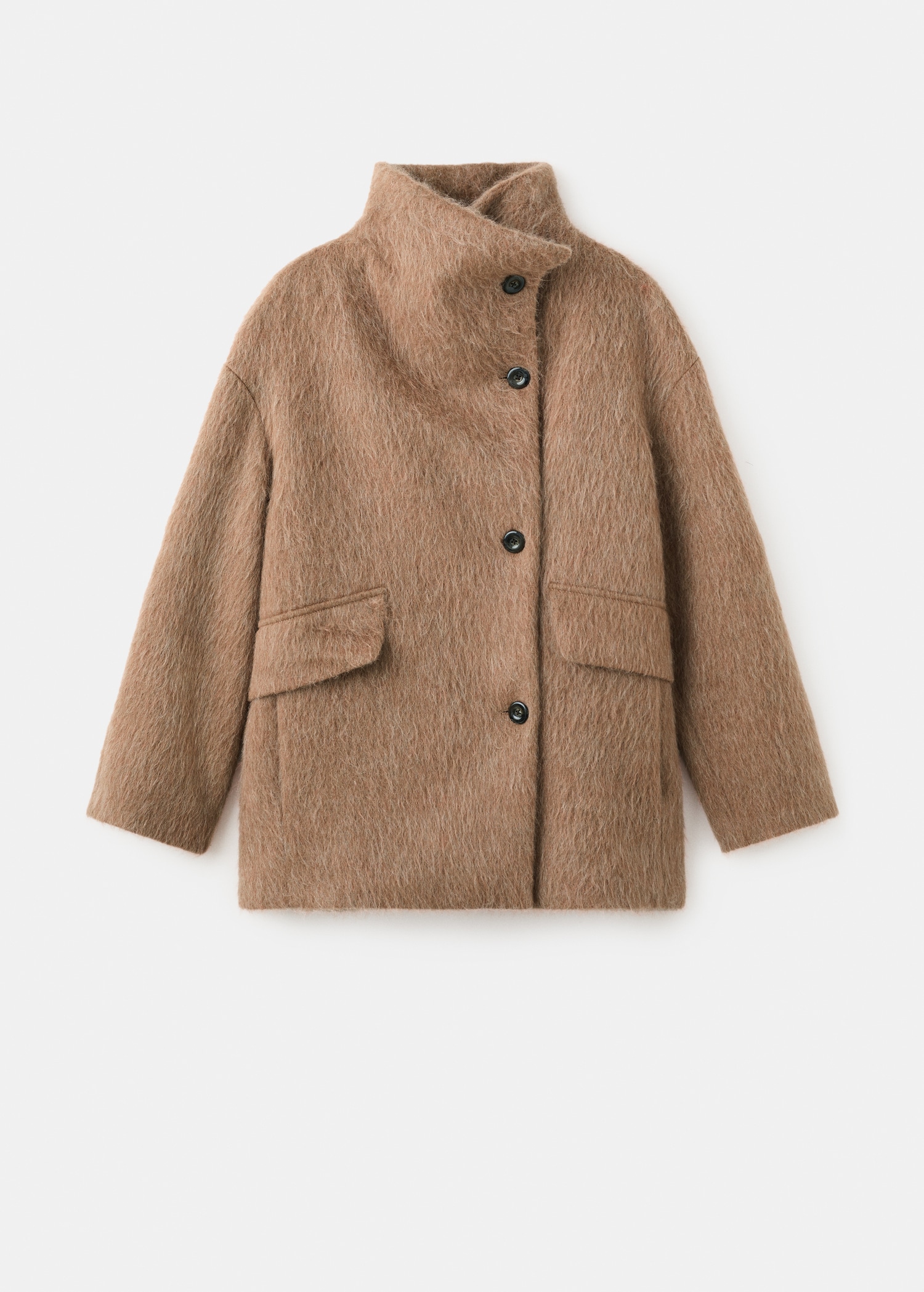 Wool Blend Funnel Neck Coat
