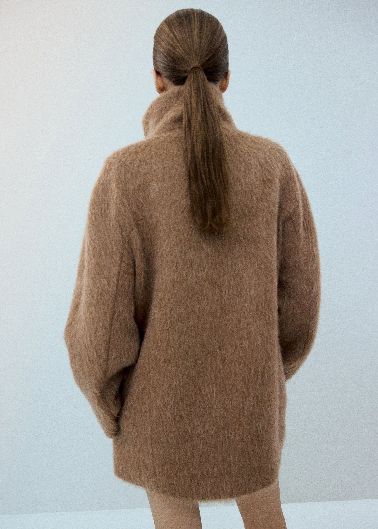 Wool Blend Funnel Neck Coat