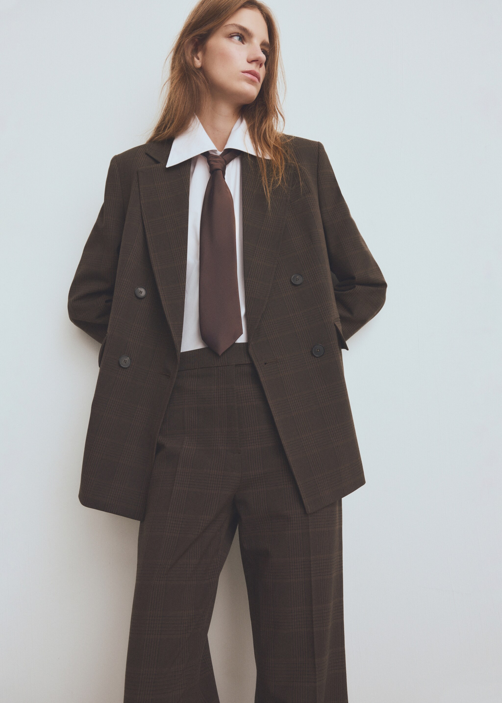 Check suit trousers - Details of the article 1, Brown. Ref: 27031324-00.