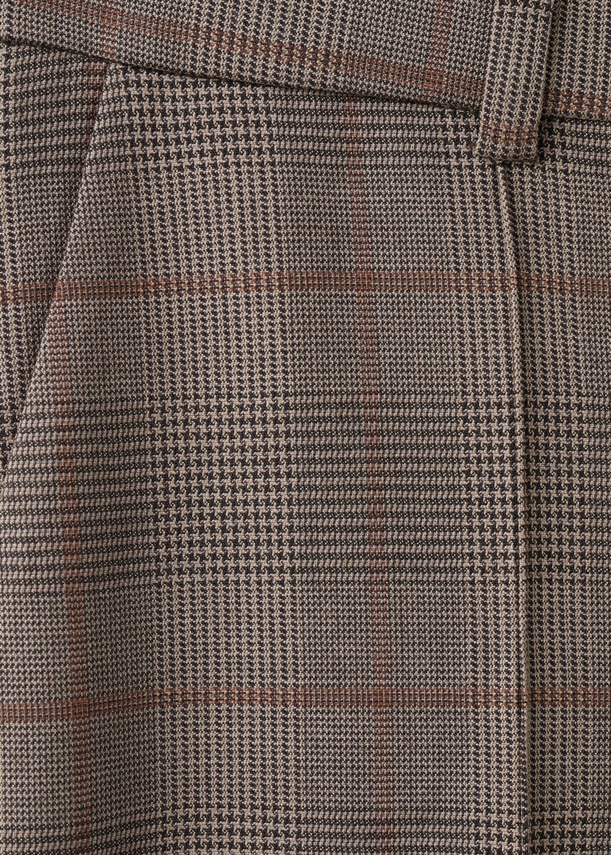 Wool-blend check trousers - Details of the article 0, Brown. Ref: 27031325-00.