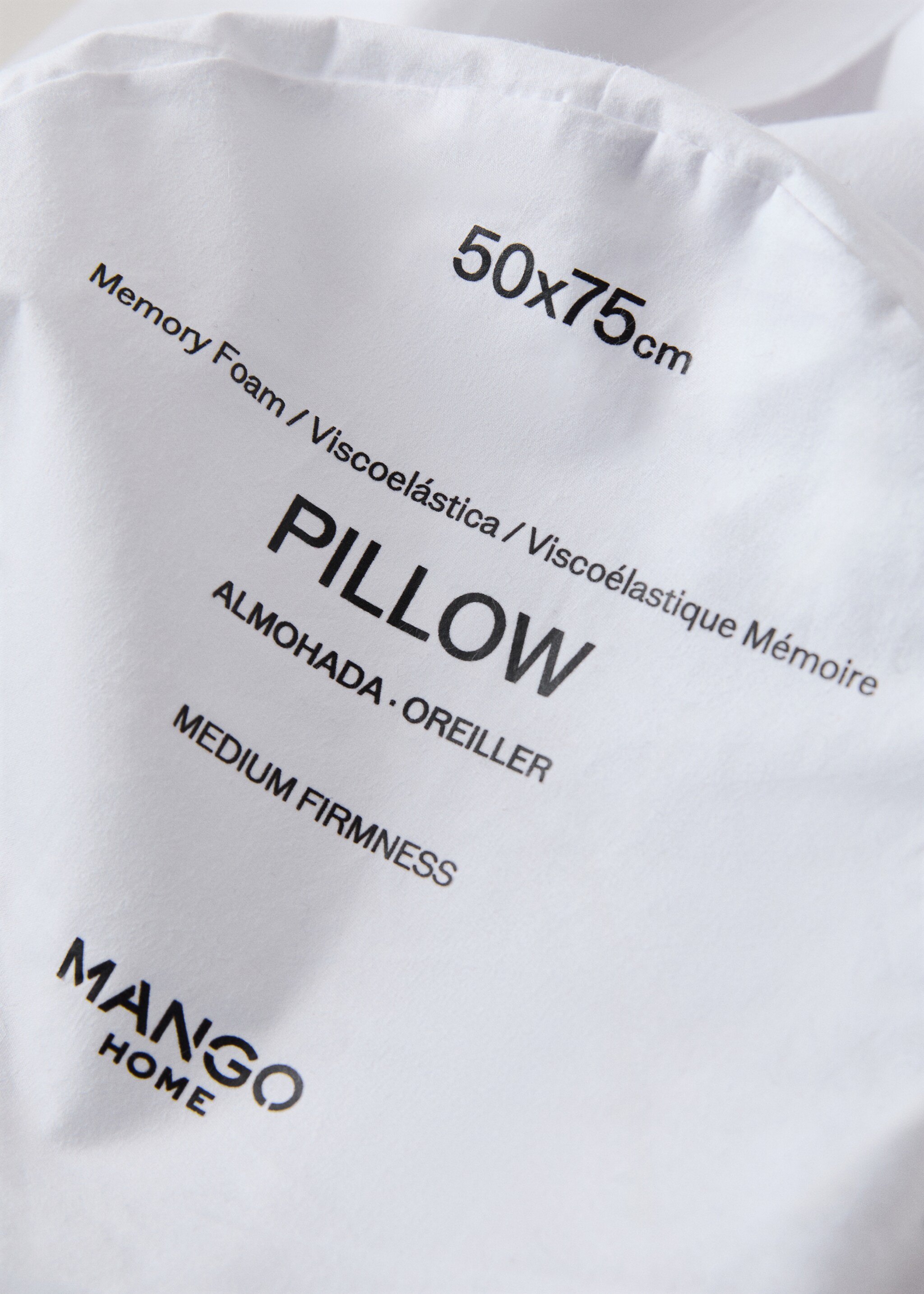 Viscoelastic cotton pillow filling 50x75 cm - Details of the article 3, White. Ref: 27031326-00.