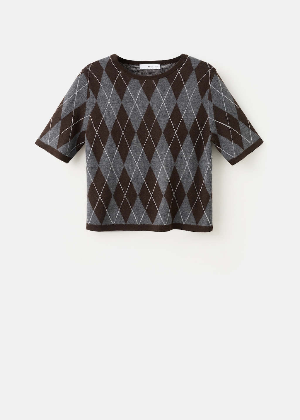 Mango Short-sleeved argyle sweater