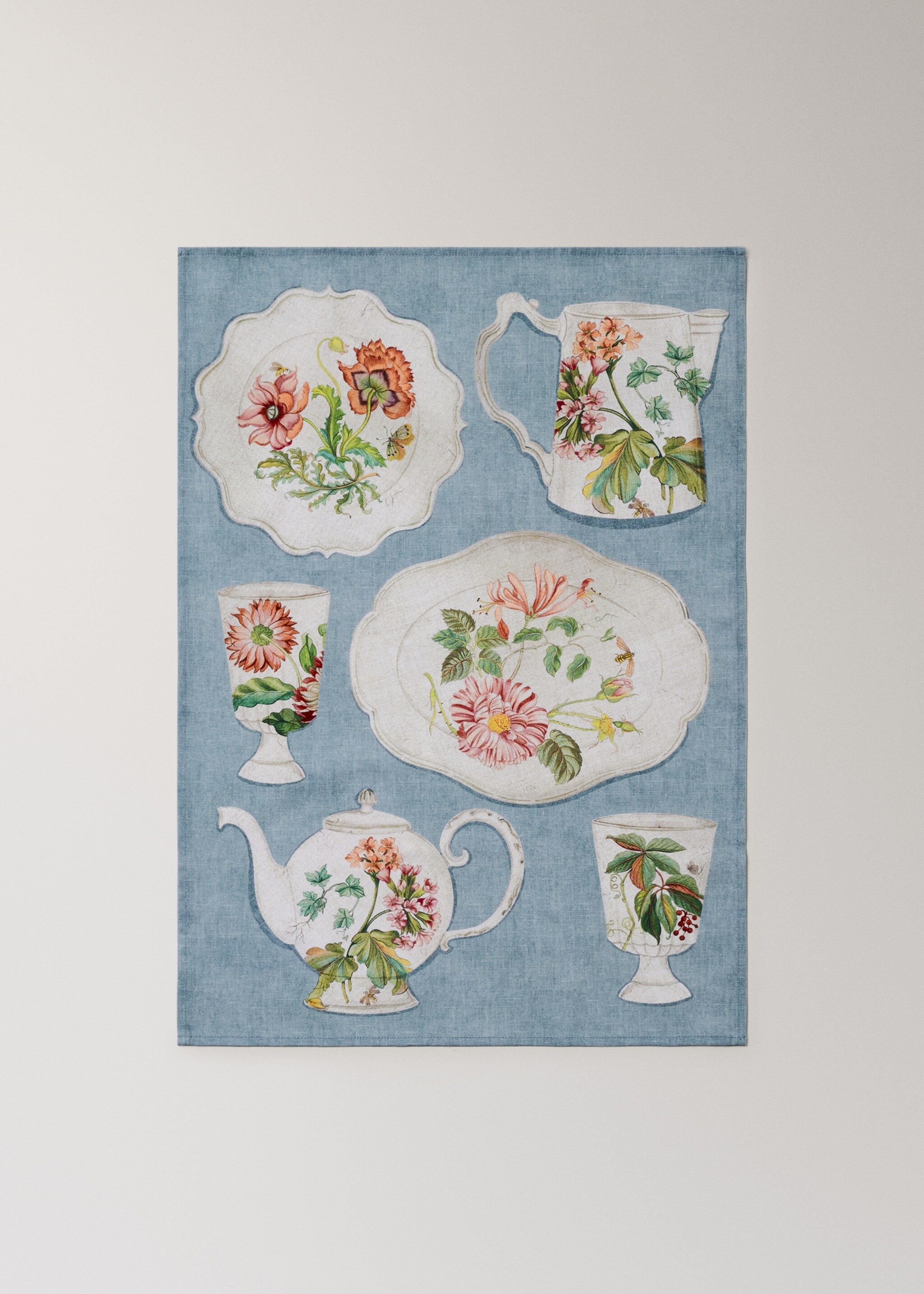 Küchentücher mit Vintage-Porzellanmotiven - Detail des Artikels 1, Blau. Ref: 27031343-00.