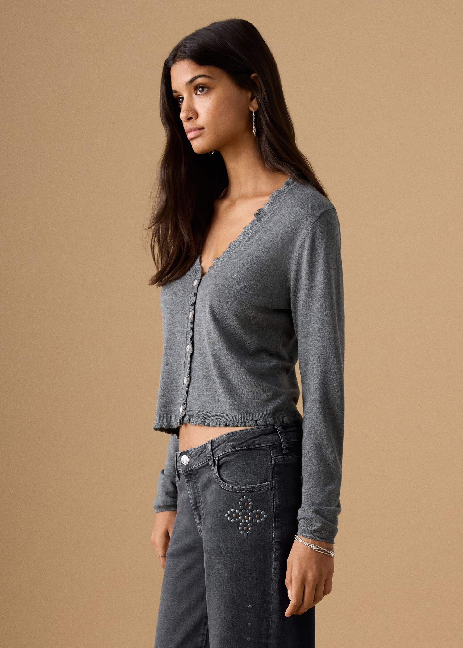 Cardigan maille volants - Plan moyen