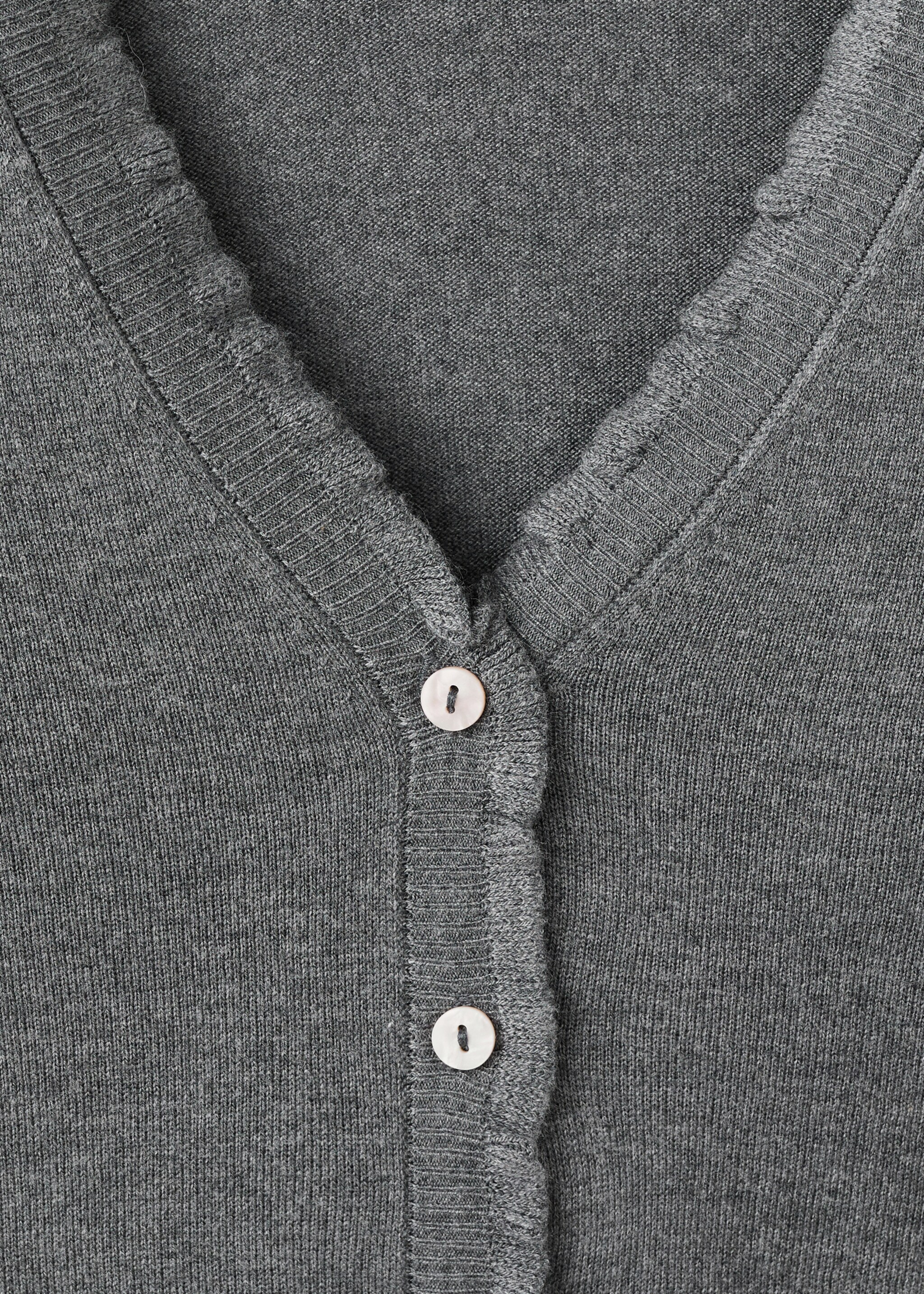 Cardigan maille volants - Détail de l'article 0, Gris chiné moyen. Ref: 27031514-00.