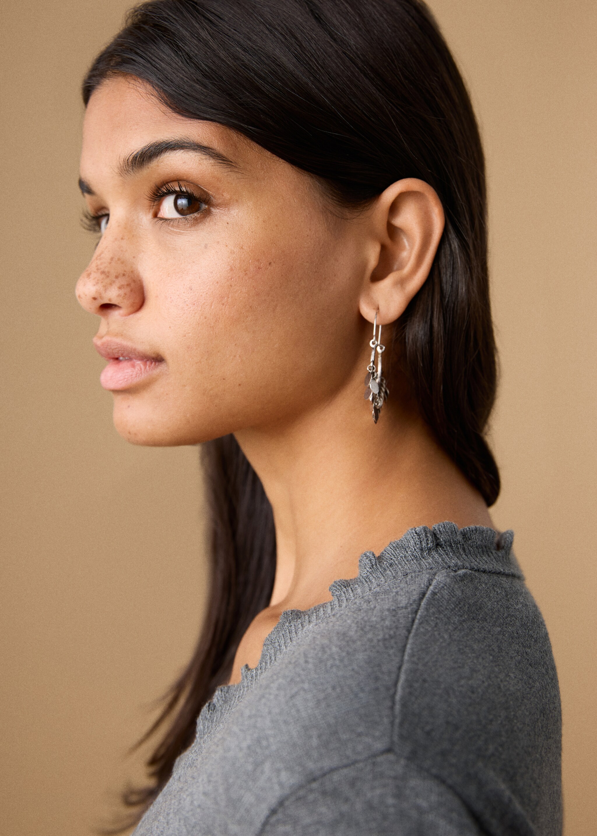 Cardigan maille volants - Détail de l'article 2, Gris chiné moyen. Ref: 27031514-00.