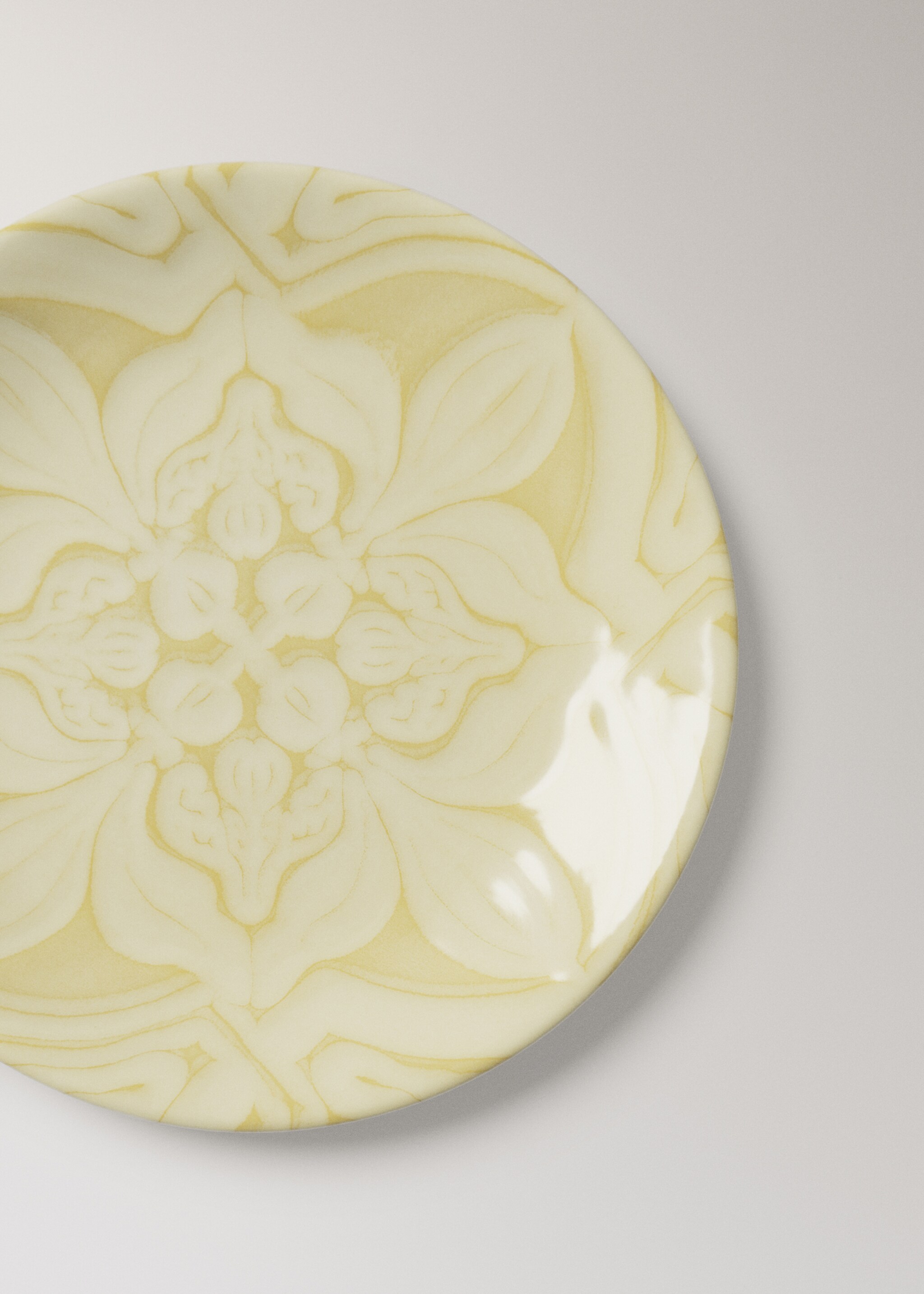 Assiette pain grès fleur - Détail de l'article 1, Jaune pastel. Ref: 27031524-00.