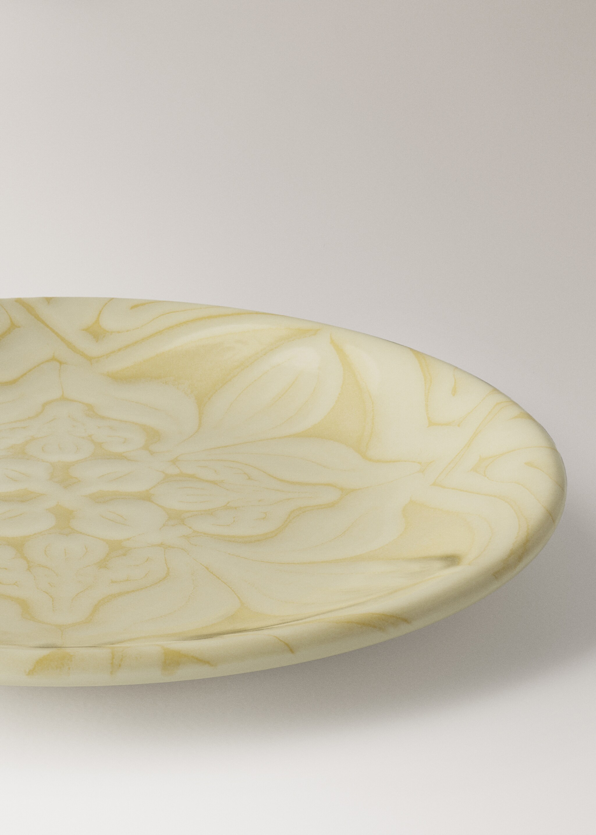 Assiette pain grès fleur - Détail de l'article 2, Jaune pastel. Ref: 27031524-00.