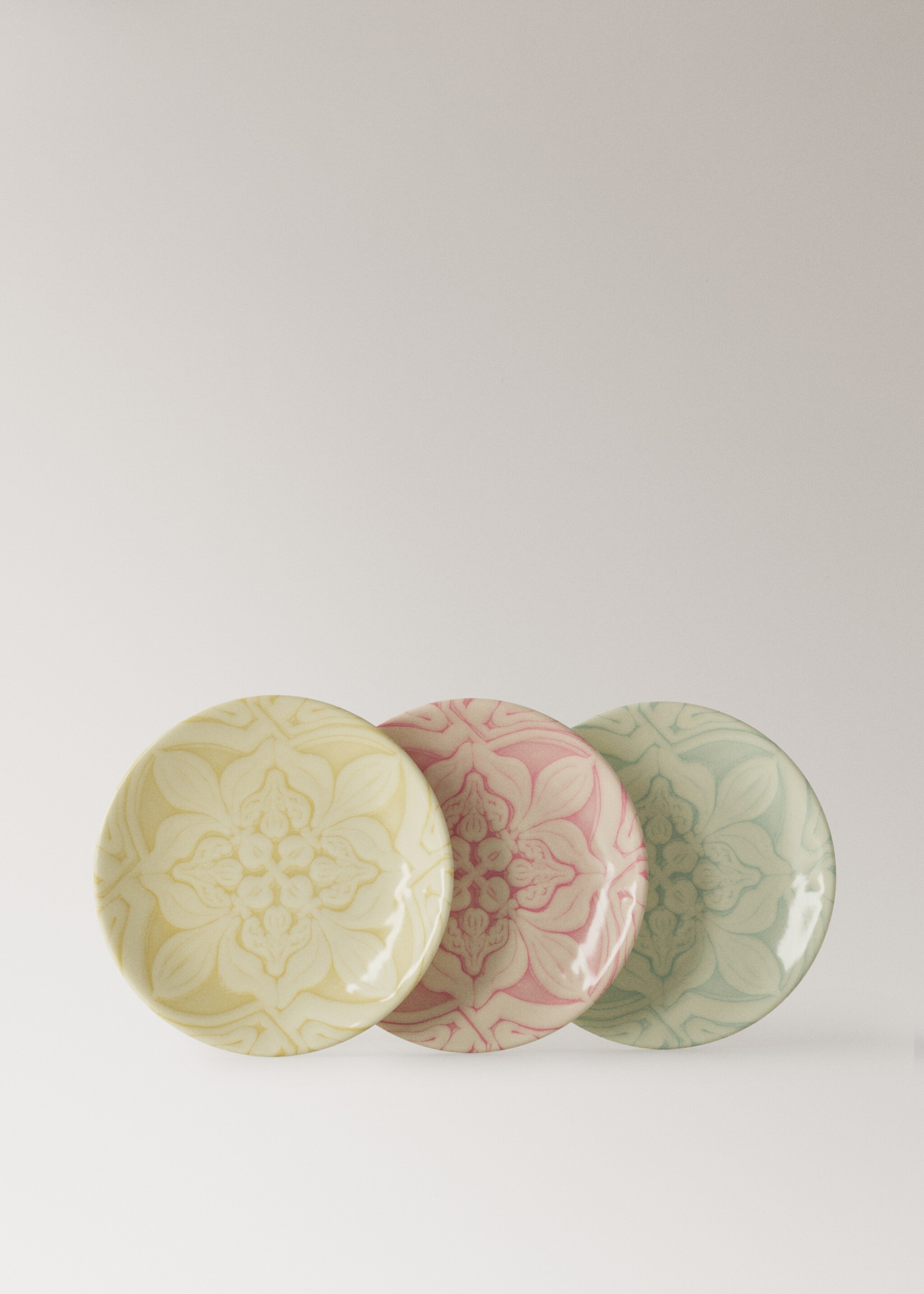 Assiette pain grès fleur - Détail de l'article 3, Vert pastel. Ref: 27031524-00.