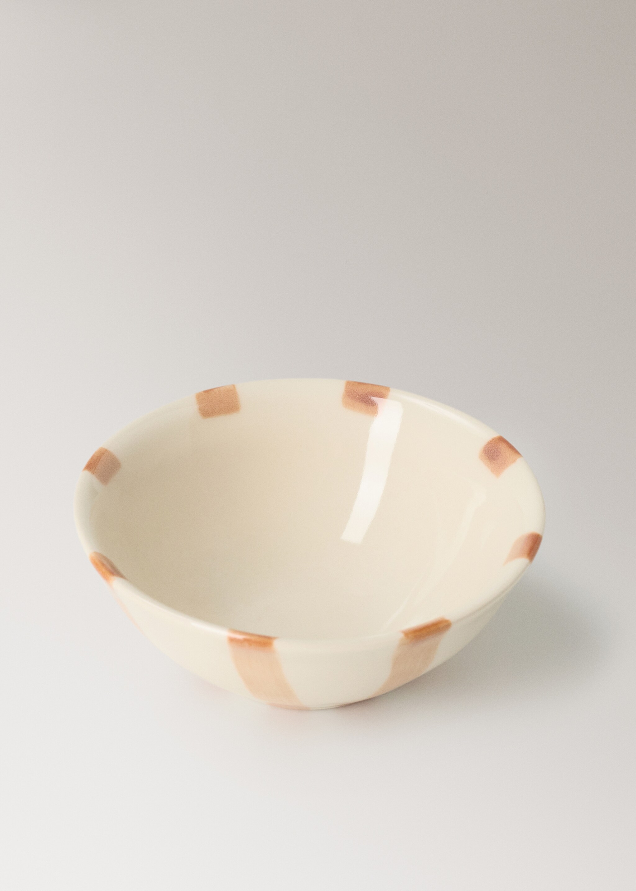 Striped gres bowl - Details of the article 2, Vanilla. Ref: 27031525-00.