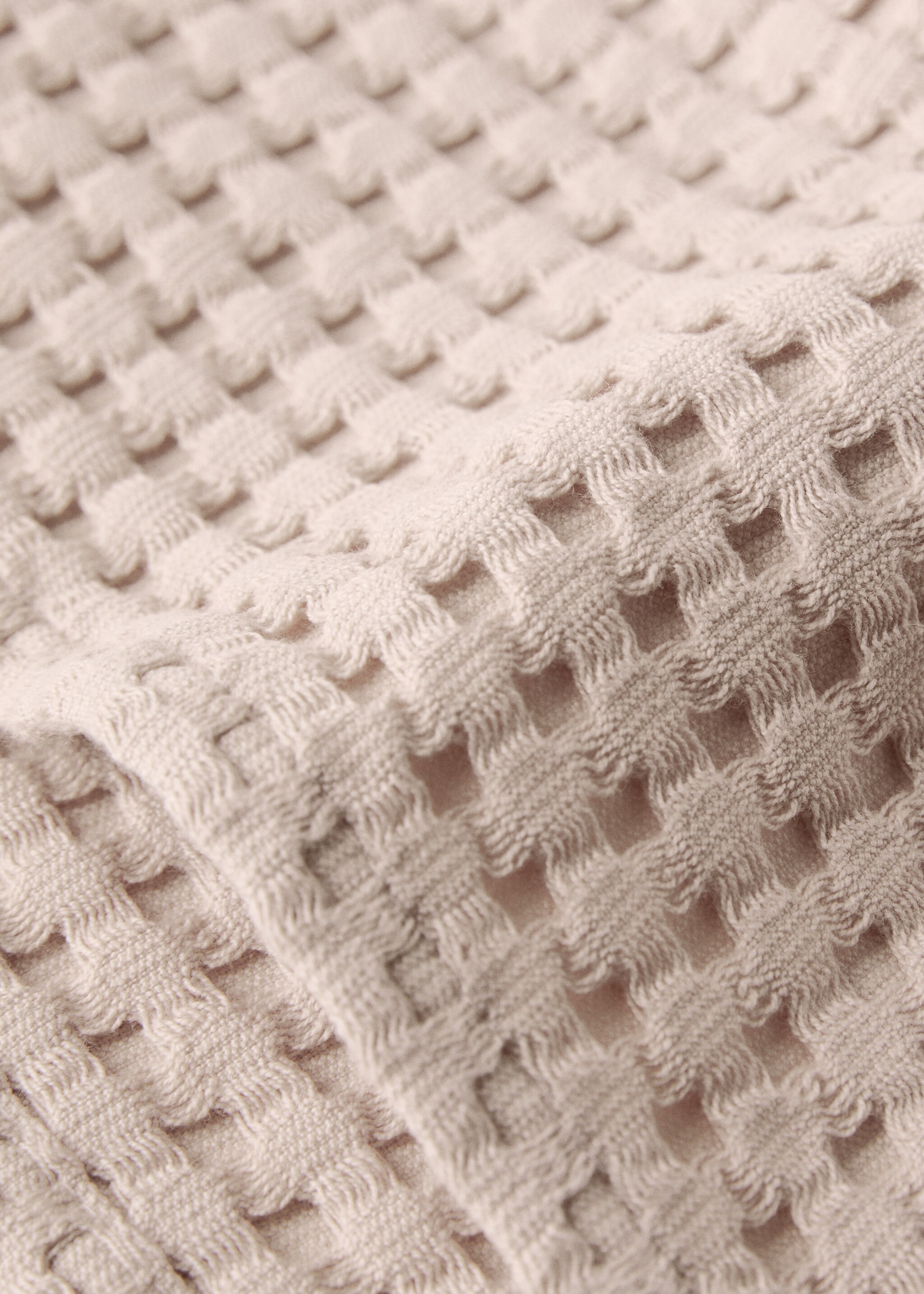 Cotton waffle washbasin towel - Details of the article 2, Apricot. Ref: 27031530-00.