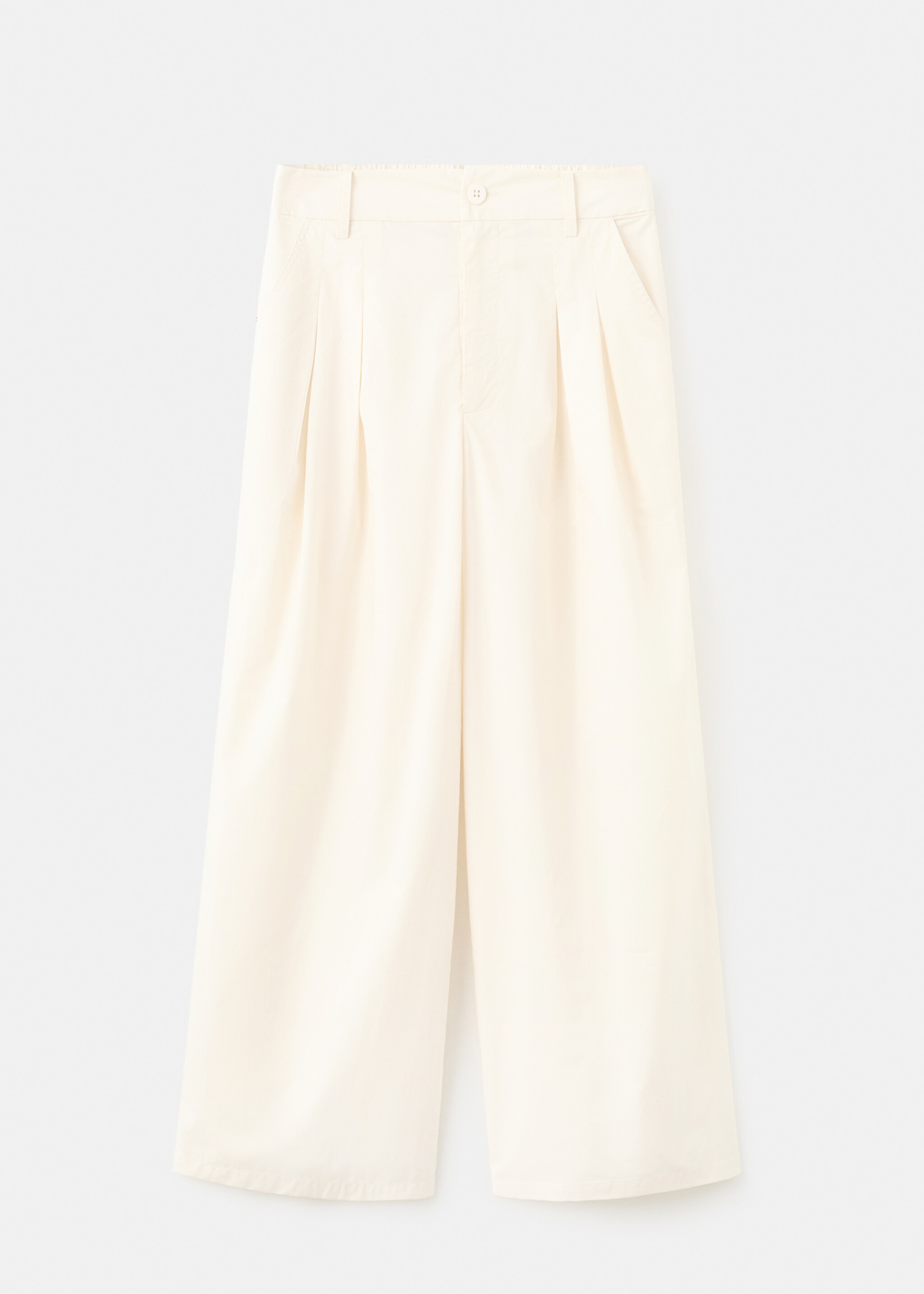 Pantalon large crop à pinces - Article sans modèle, Jaune pastel. Ref: 27032538-00.