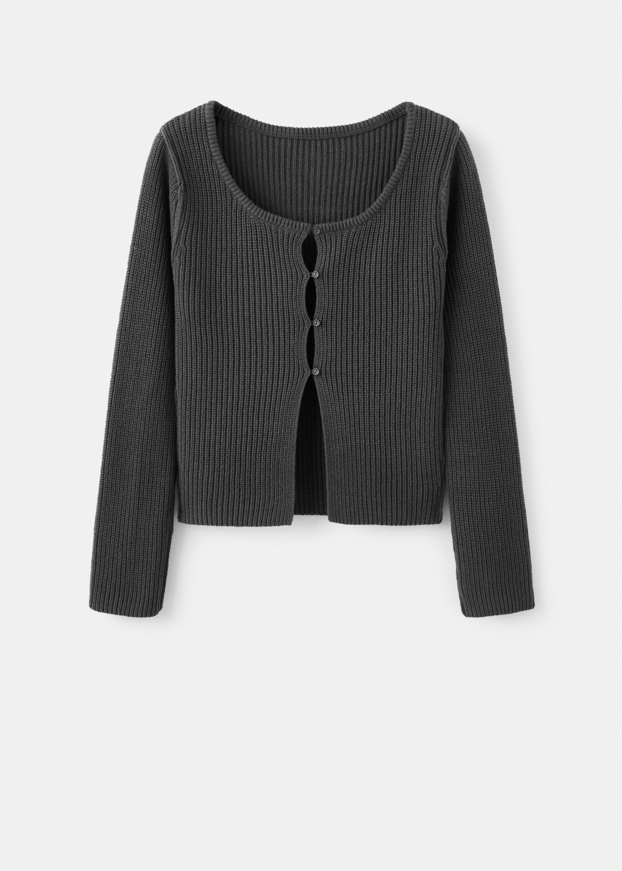 Knitted button cardigan - Article without model, Charcoal. Ref: 27032543-00.