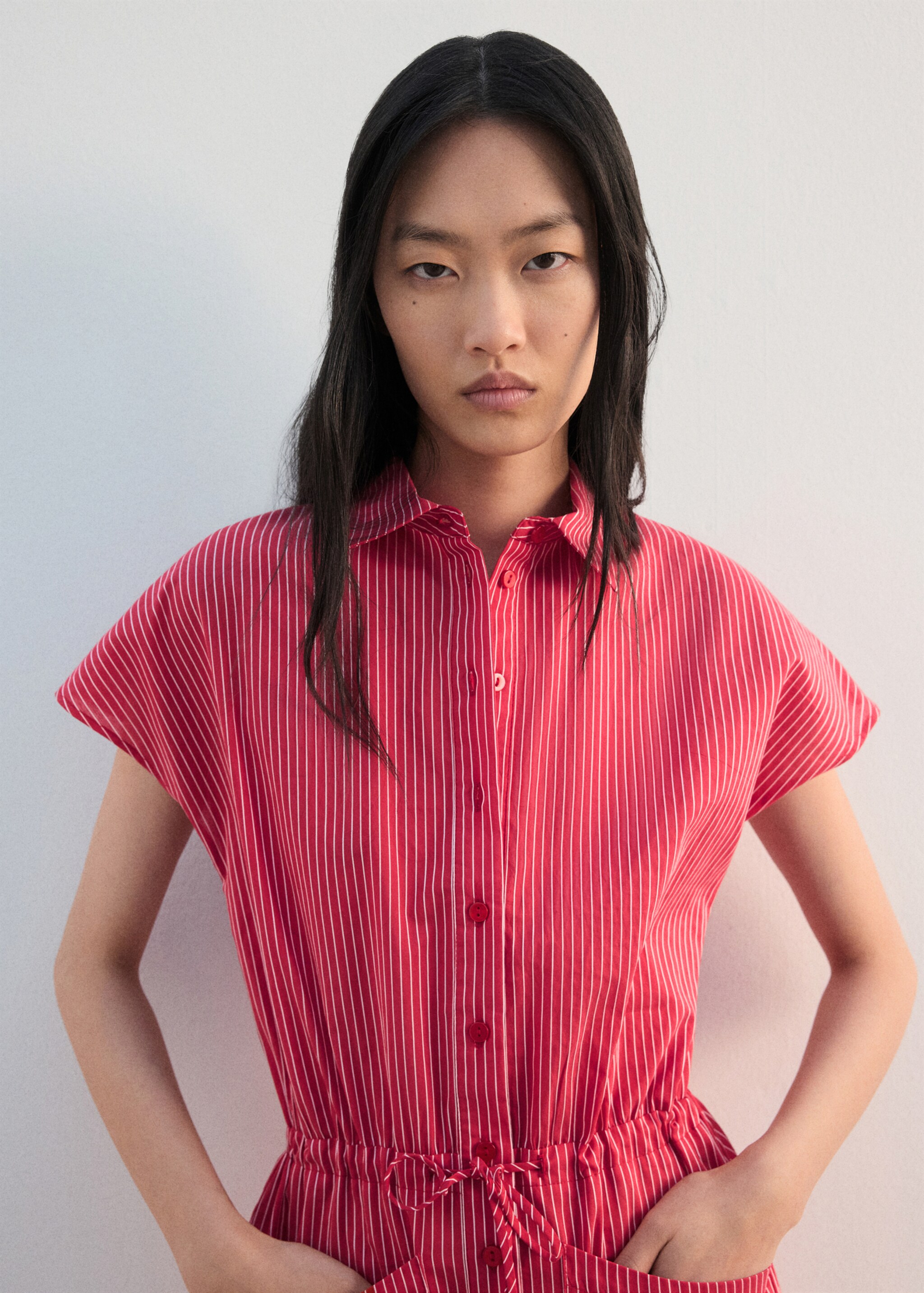 Striped shirt dress - Medium plane, Red. Ref: 27032551-00.