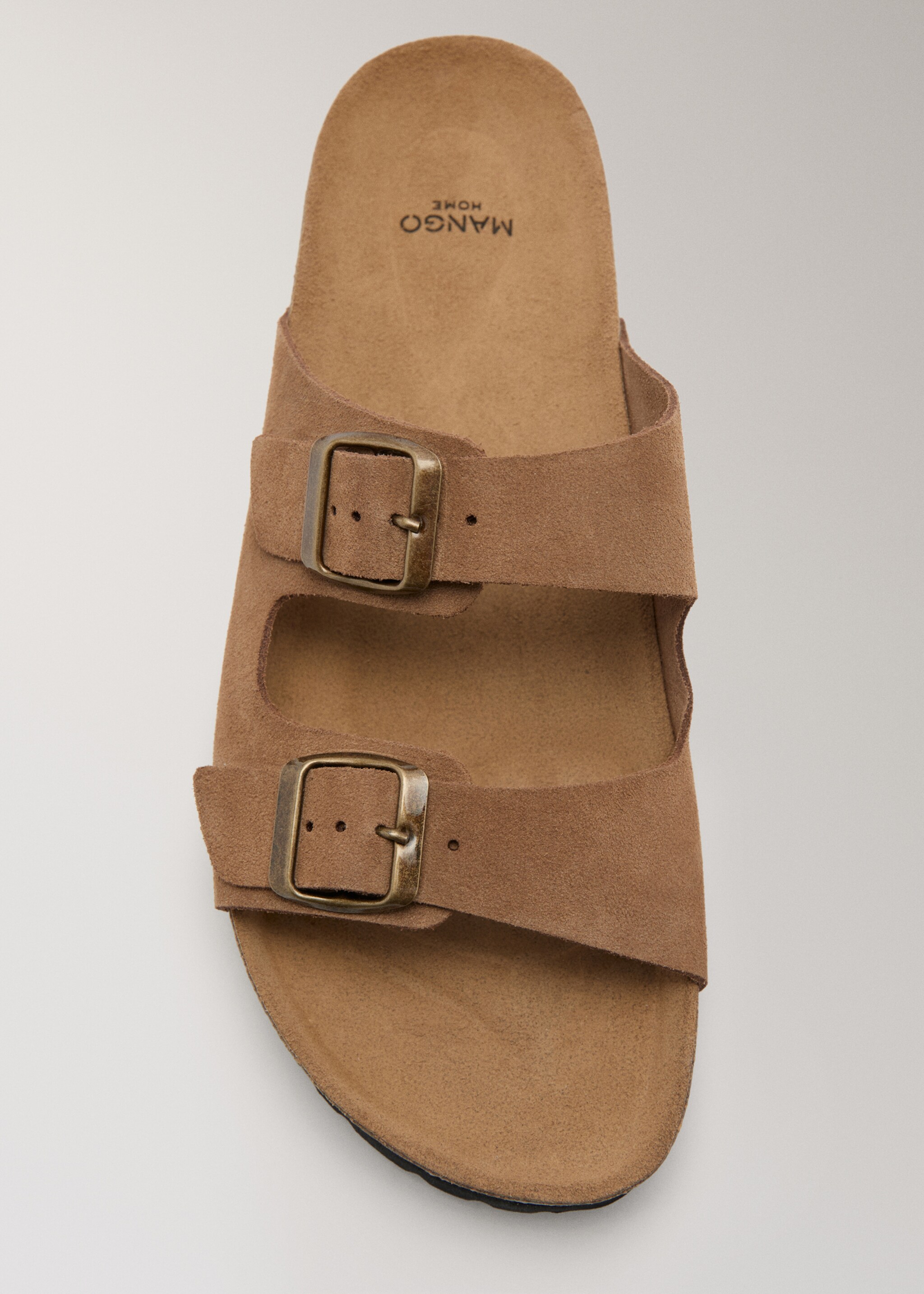 Double buckle leather sandals - Details of the article 2, Brown. Ref: 27032554-00.
