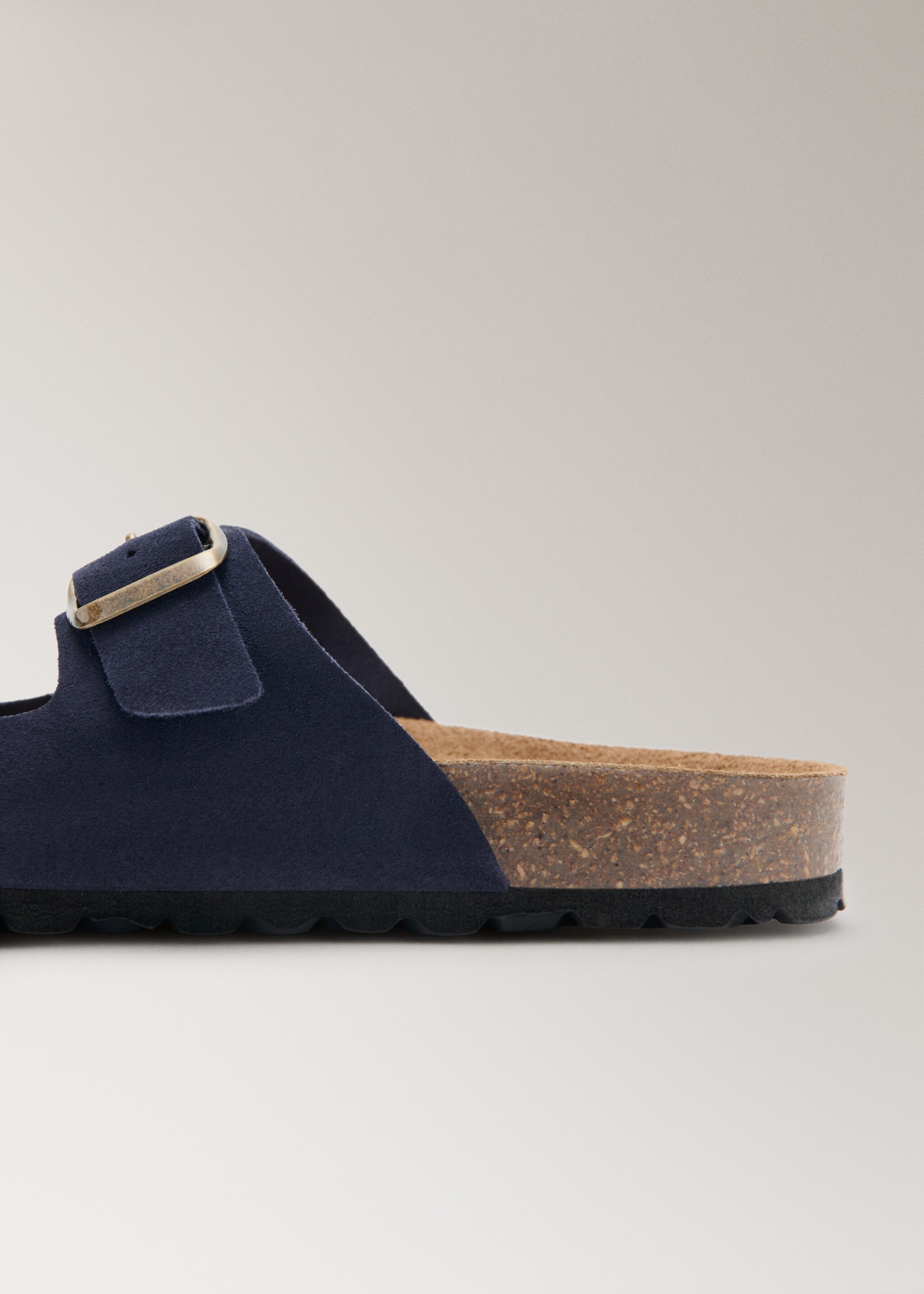 Double buckle leather sandals - Details of the article 1, Blue. Ref: 27032554-00.