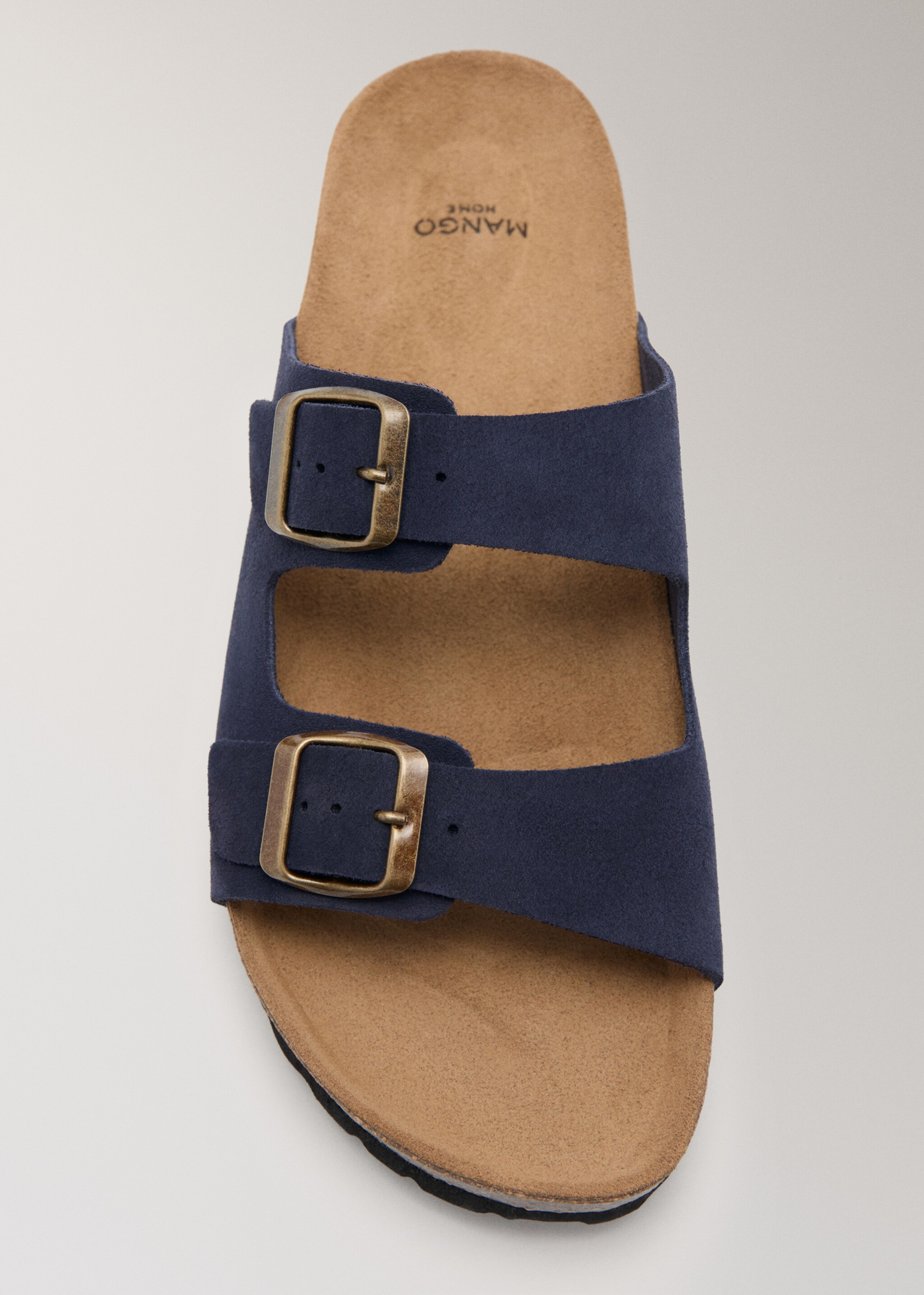 Double buckle leather sandals - Details of the article 2, Blue. Ref: 27032554-00.