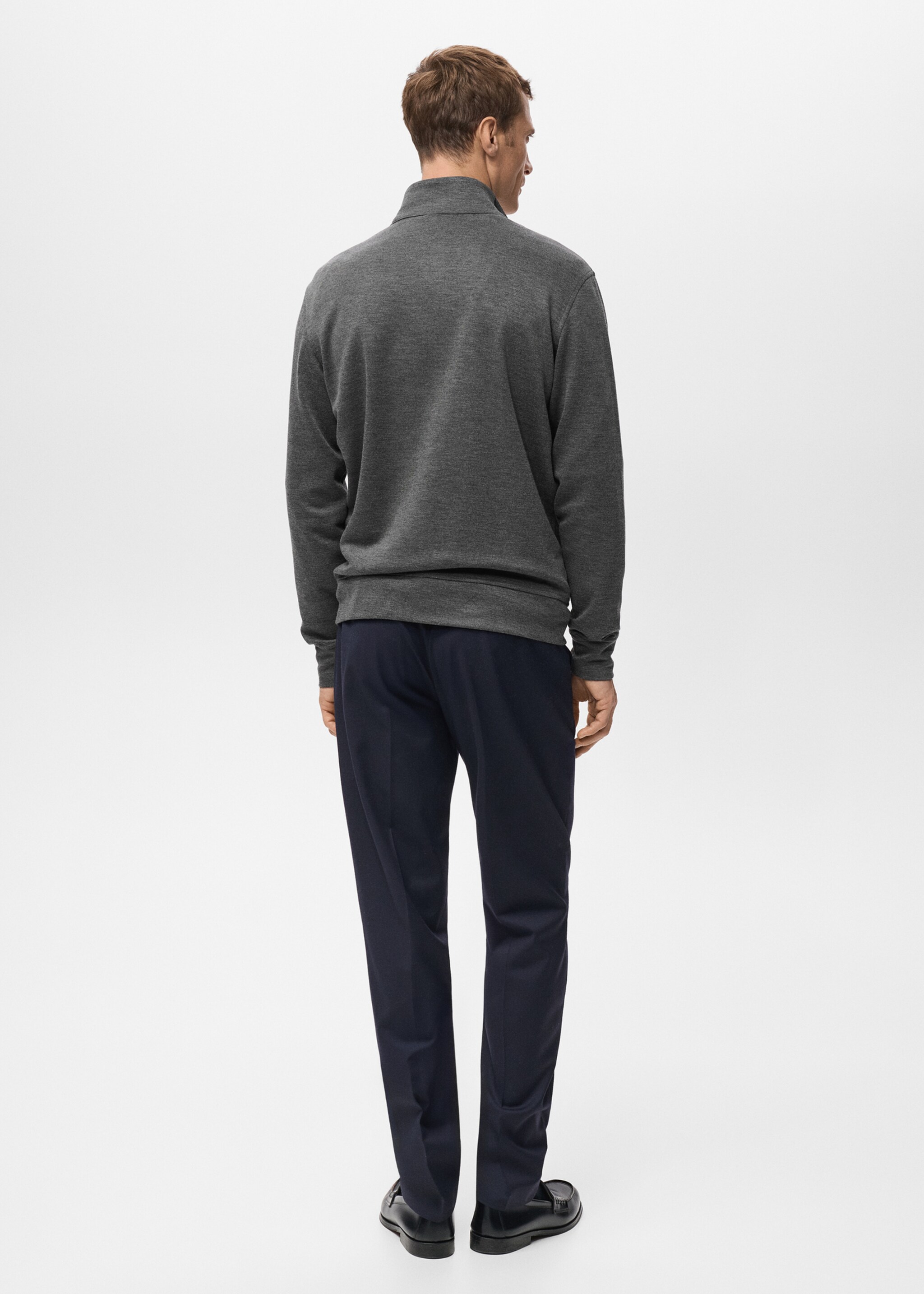 Sweat zip coupe normale - Verso de l’article, Gris chiné foncé. Ref: 27032888-00.