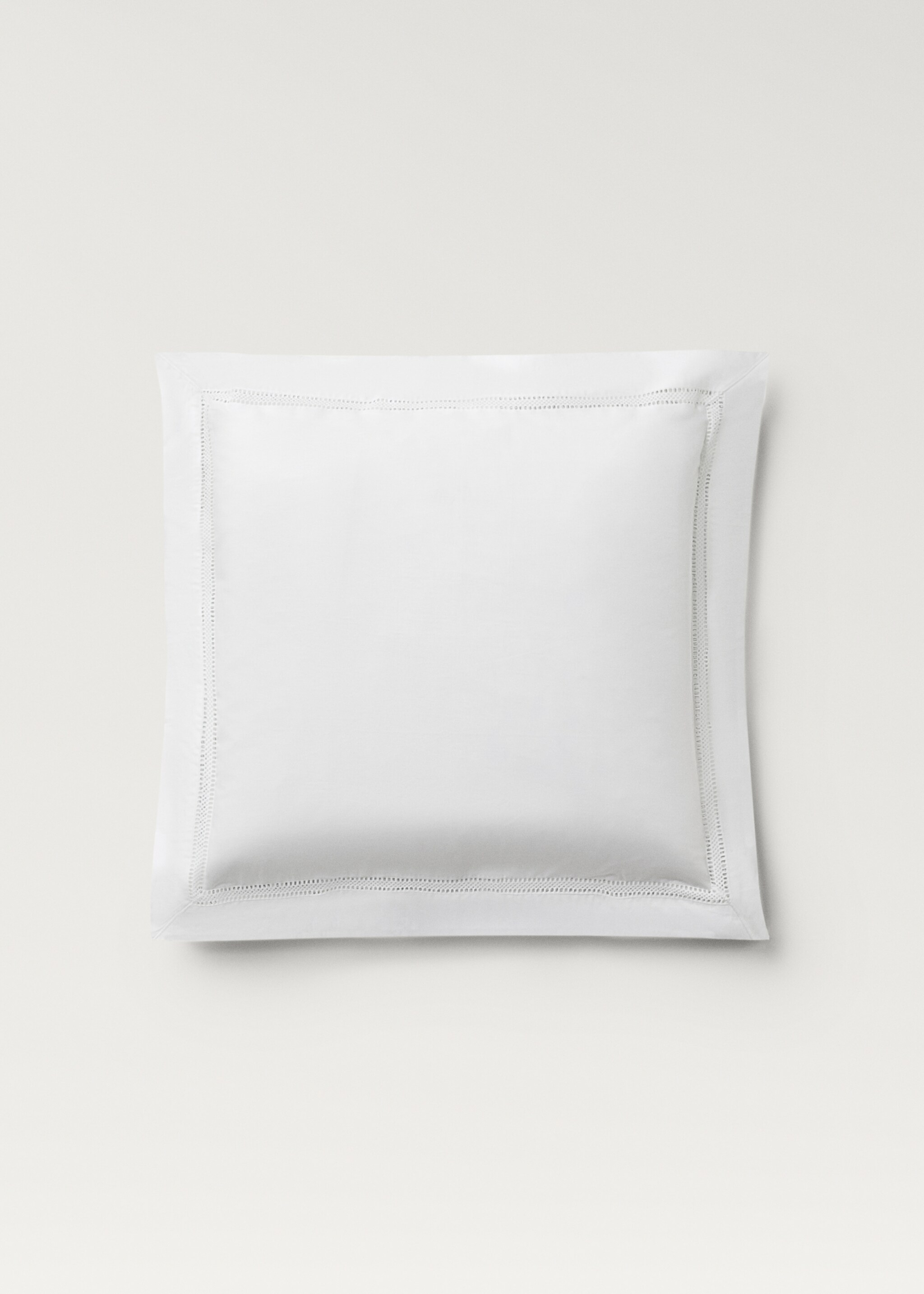 Two cotton percale pillowcases with inset 60x60 cm - Article without model, White. Ref: 27032895-00.