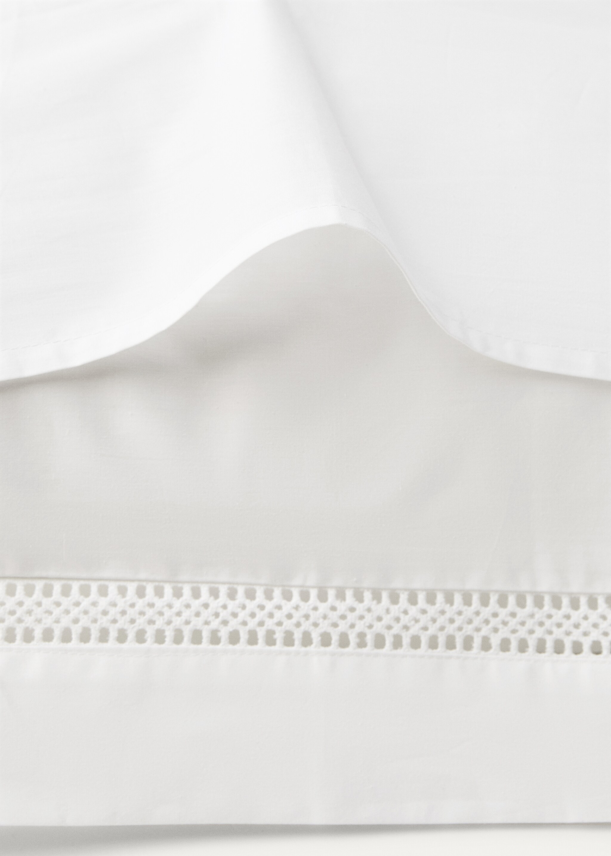 Two cotton percale pillowcases with inset 60x60 cm - Details of the article 2, White. Ref: 27032895-00.