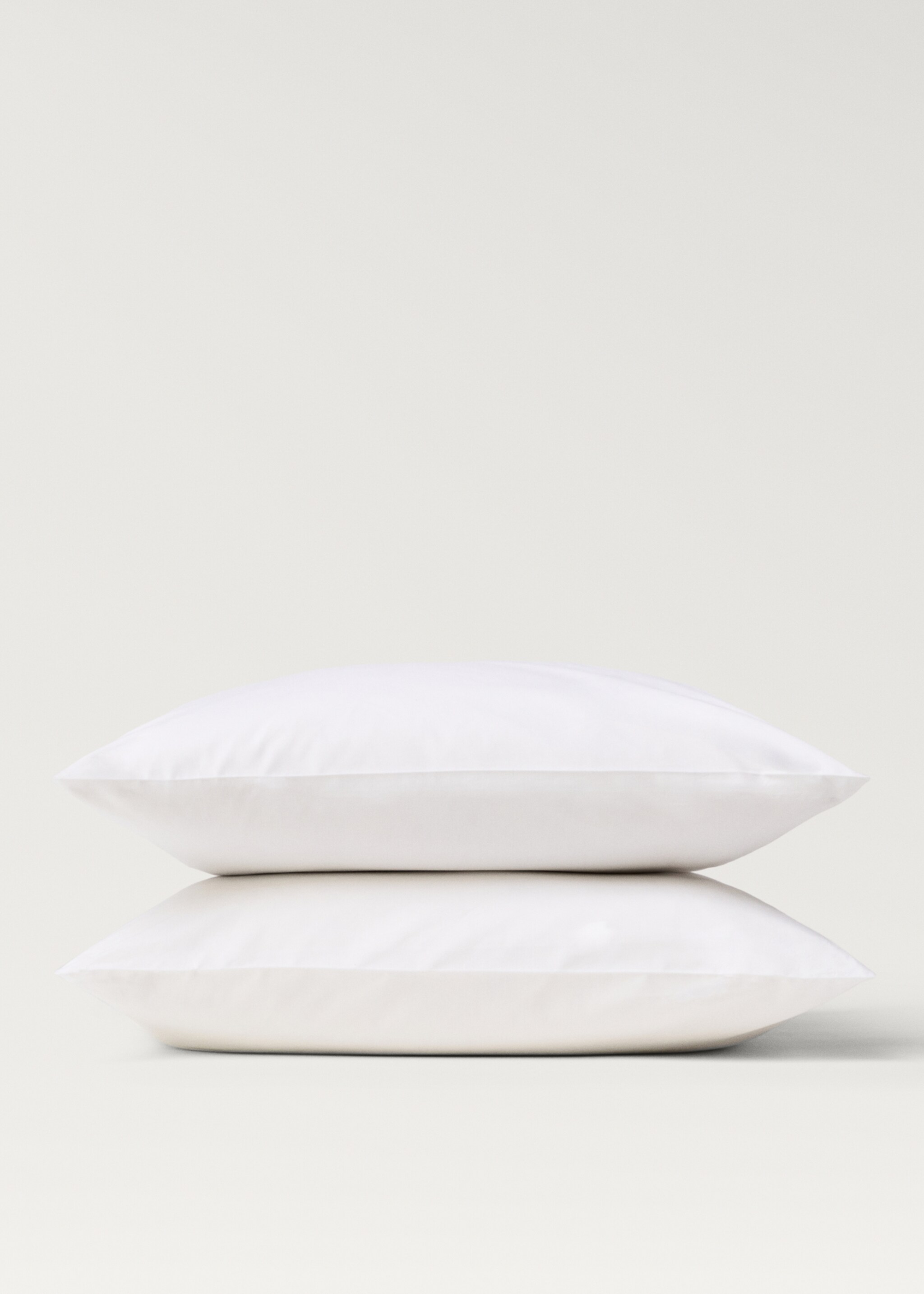 Two cotton percale pillowcases 60x60cm - Details of the article 1, White. Ref: 27032911-00.