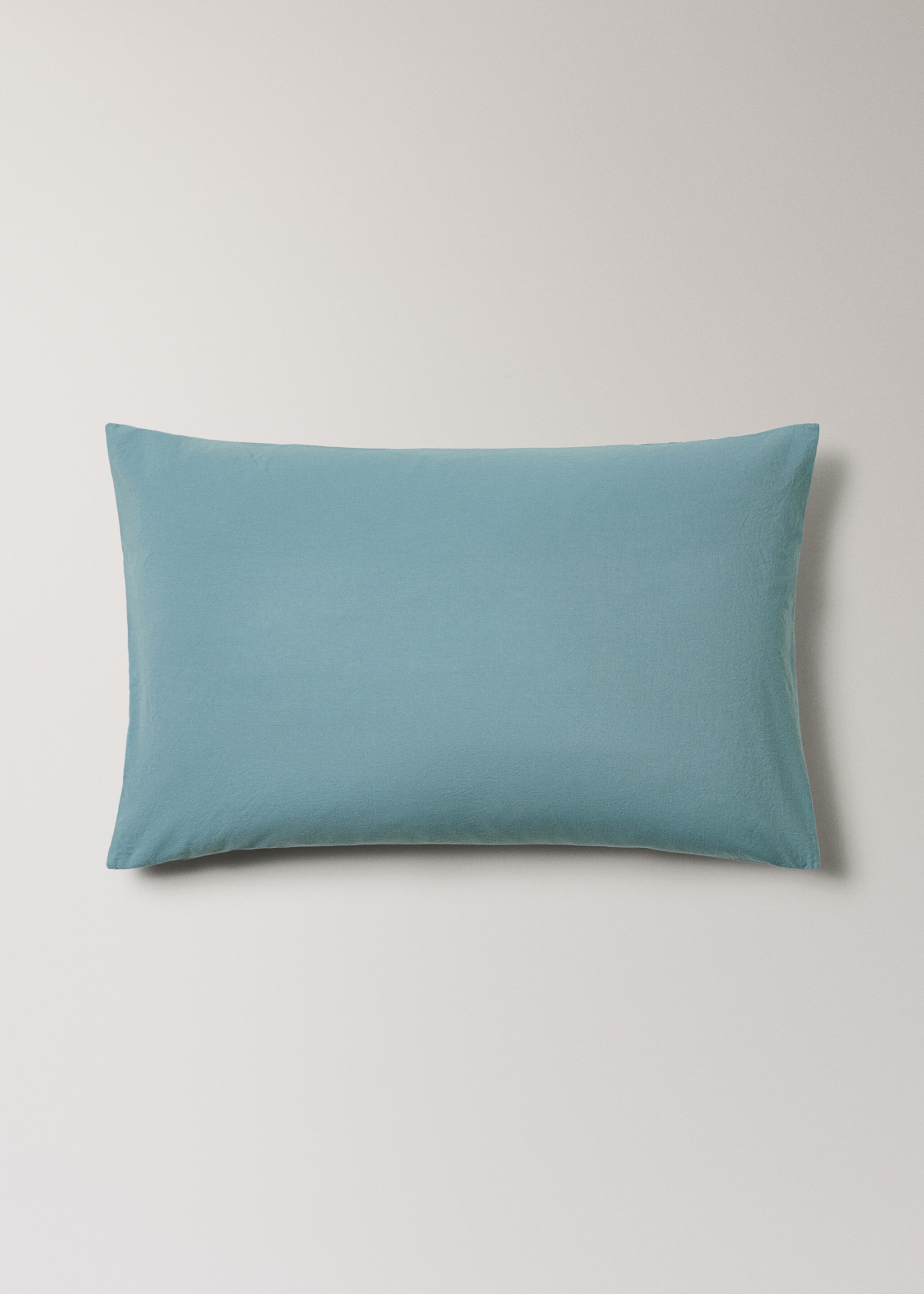 Two cotton pillowcases with tie closures 50x75 cm - Article without model, Aqua Green. Ref: 27032915-00.