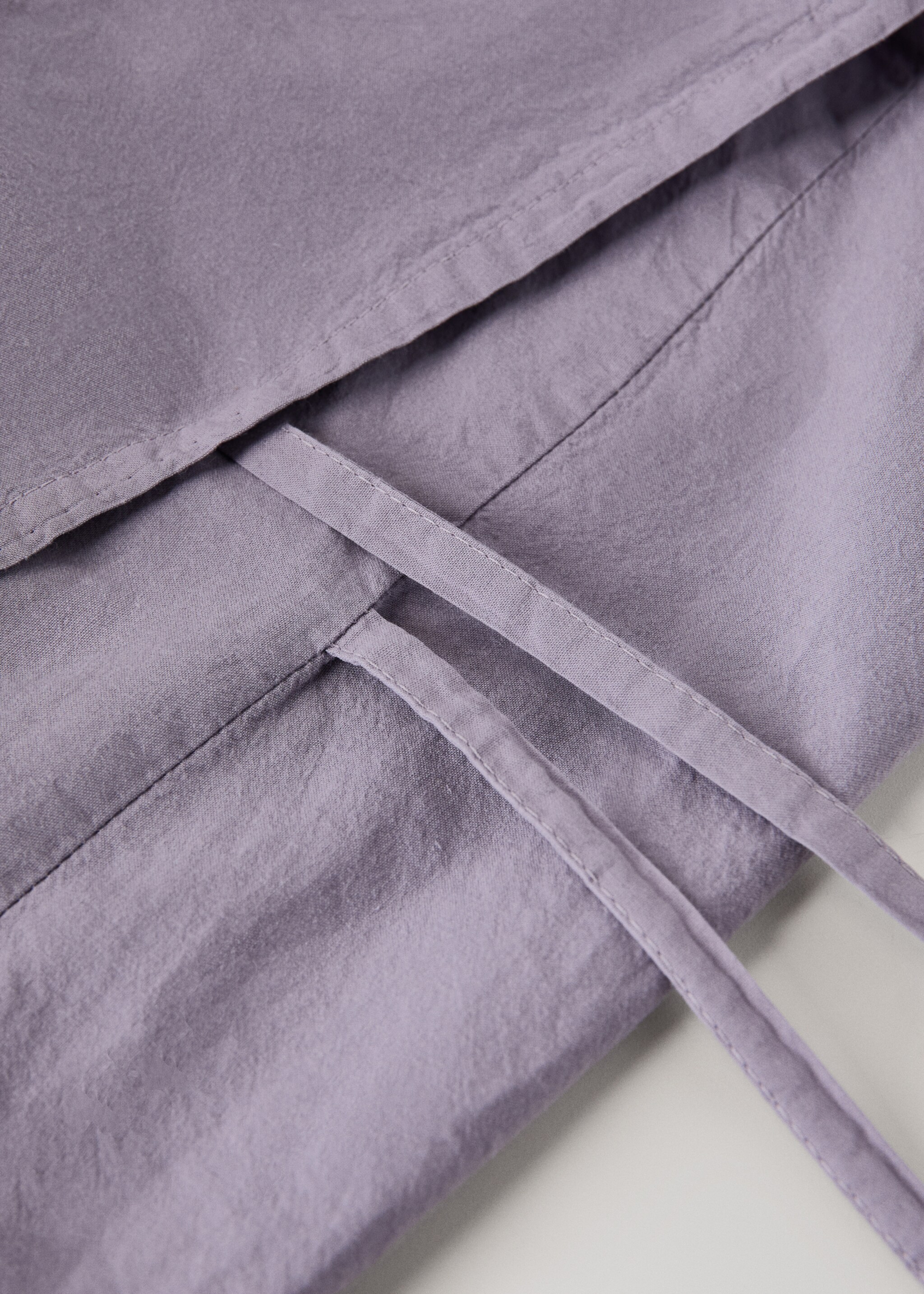 Two cotton pillowcases with tie closures 50x75 cm - Details of the article 2, Light/Pastel Purple. Ref: 27032915-00.