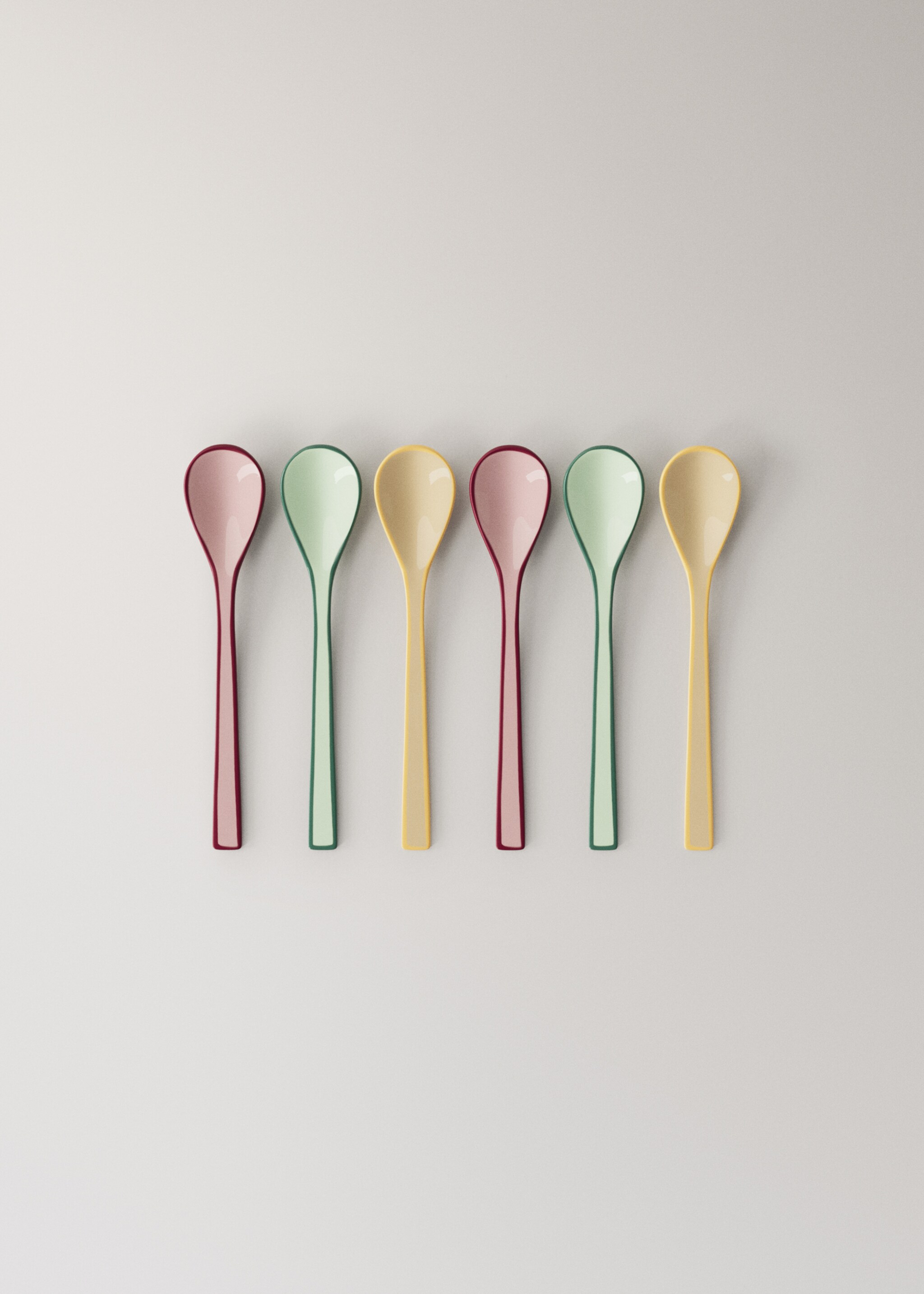 Pack of 6 colored stainless steel coffee spoons - Article without model, Pastel Green. Ref: 27032919-00.