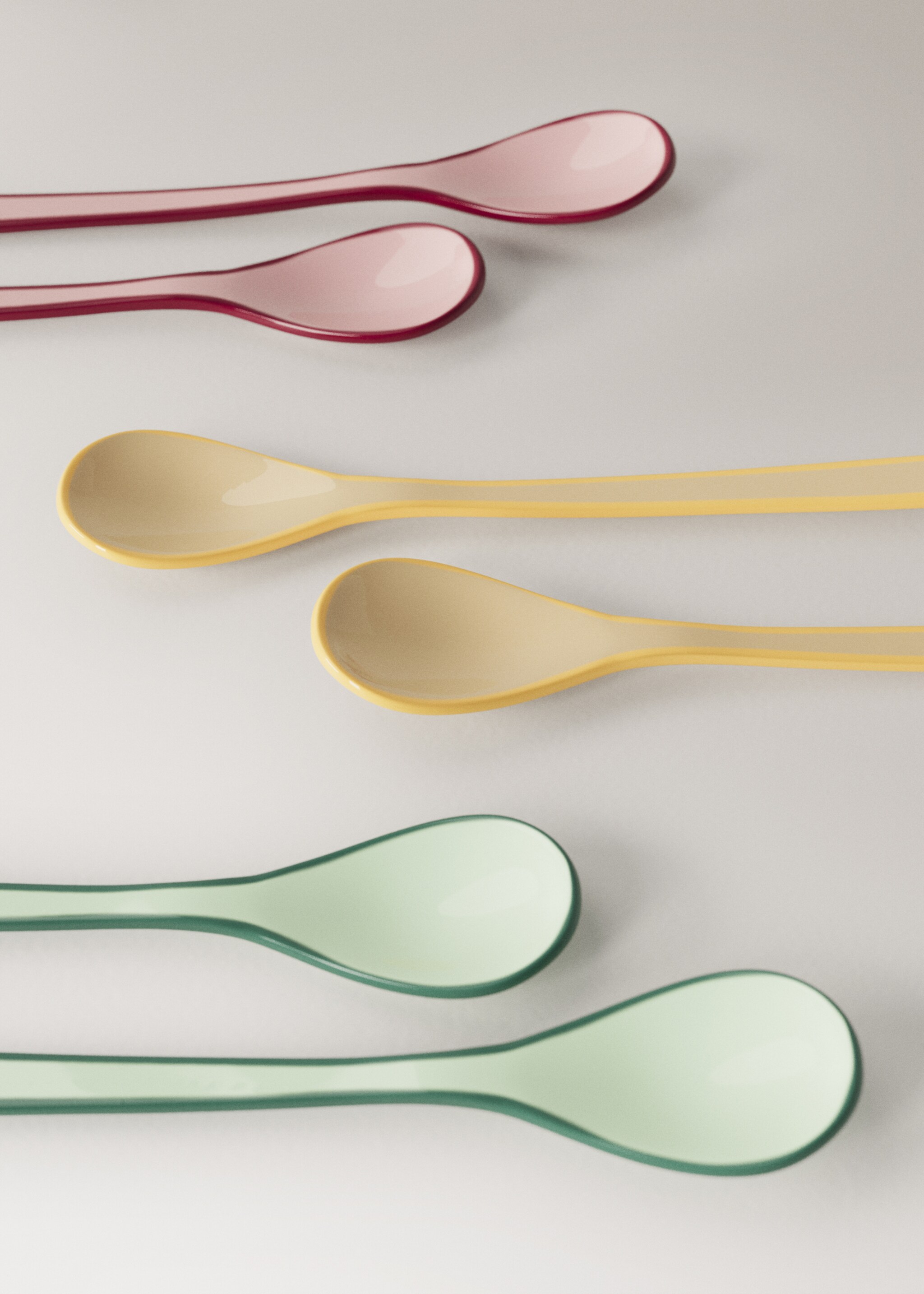 Pack of 6 colored stainless steel coffee spoons - Details of the article 2, Pastel Green. Ref: 27032919-00.