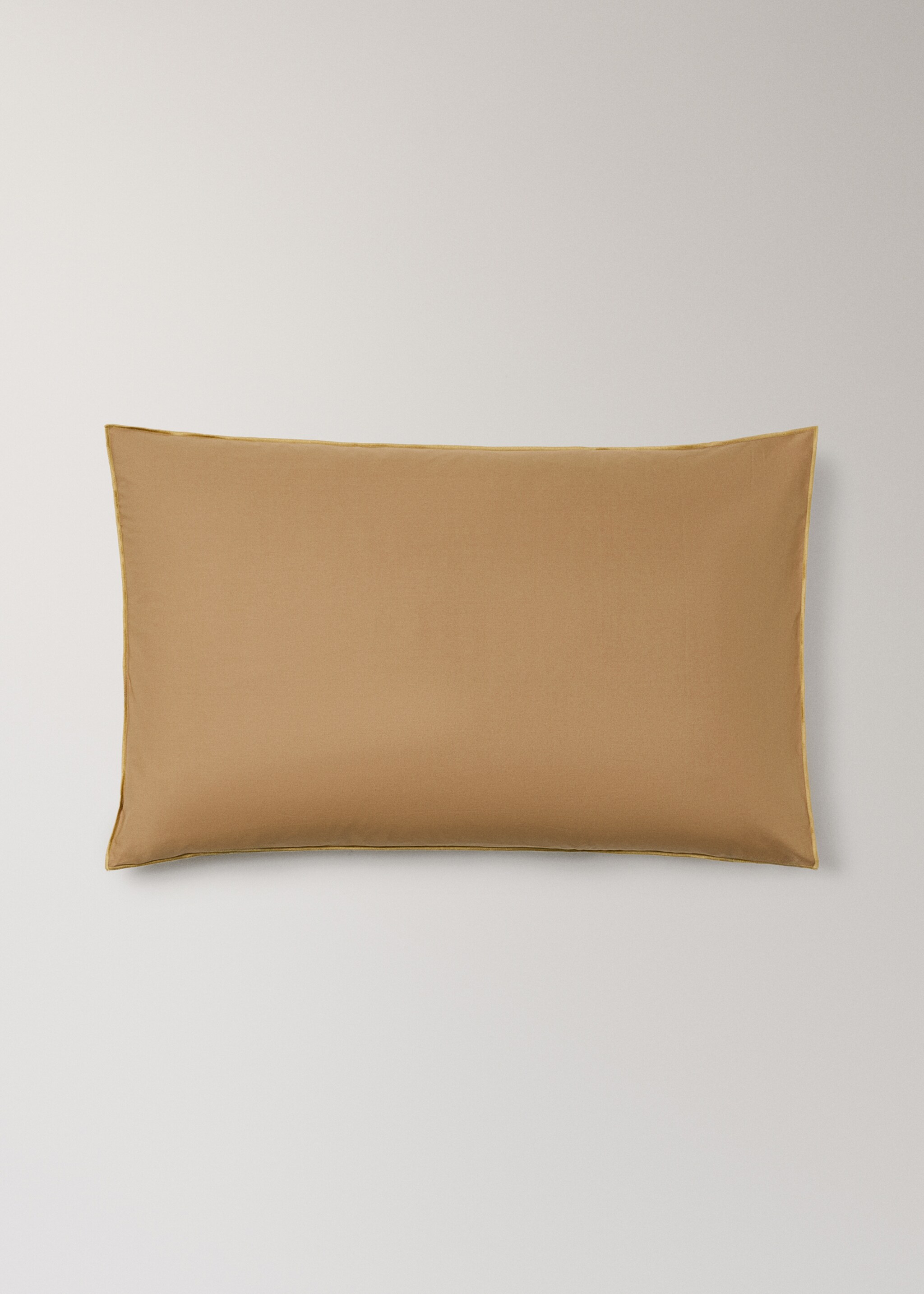 Two reversible colour percale cotton pillowcases 50x75 cm - Article without model, Mustard. Ref: 27032920-00.