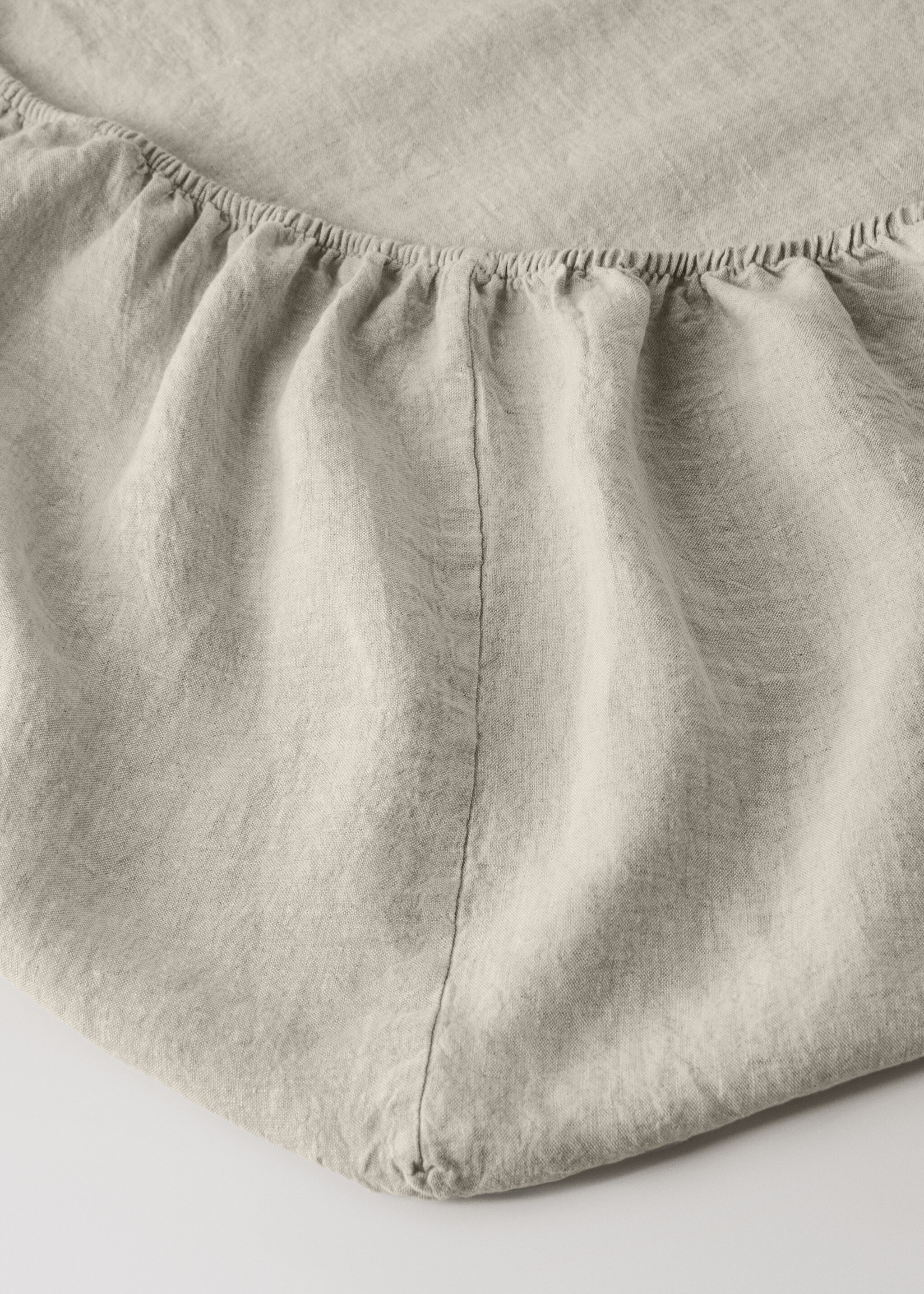 Drap-housse en lin délavé lit 160 cm - Détail de l'article 2, Sable. Ref: 27032933-00.