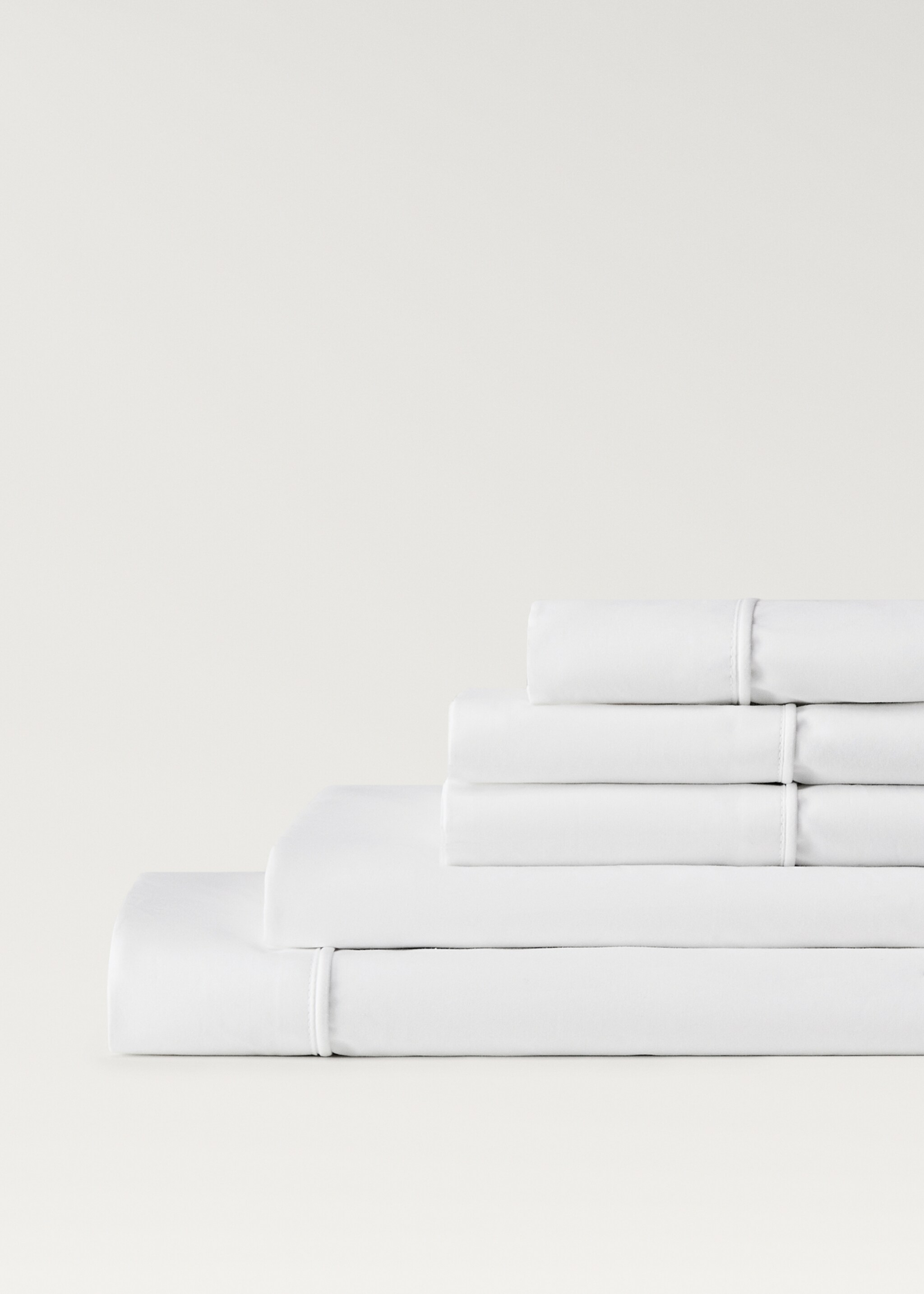 500 threads cotton percale fitted sheet Queen bed - Details of the article 1, White. Ref: 27032936-00.