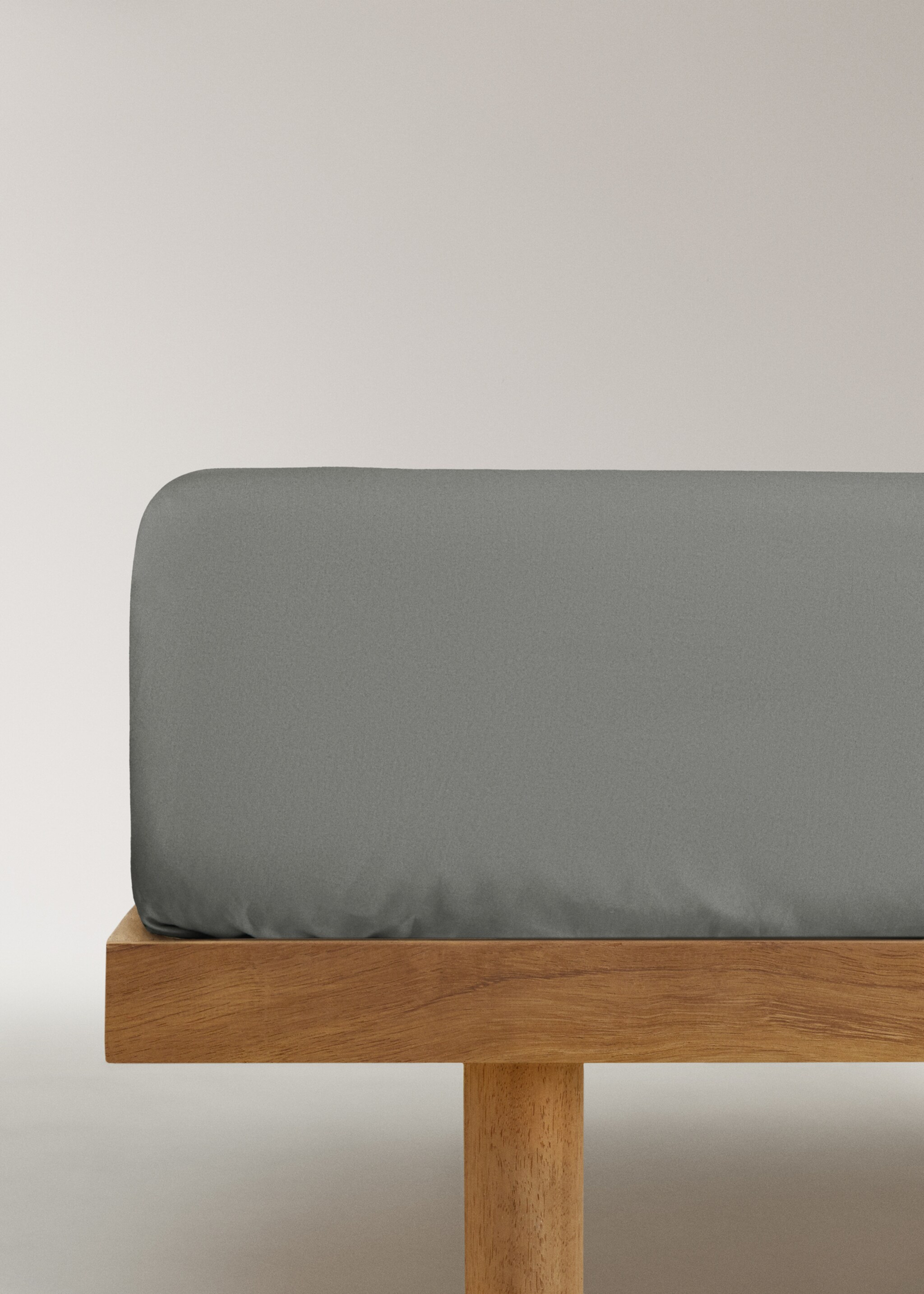 500 threads cotton percale fitted sheet Superking bed - Article without model, Grey. Ref: 27032945-00.