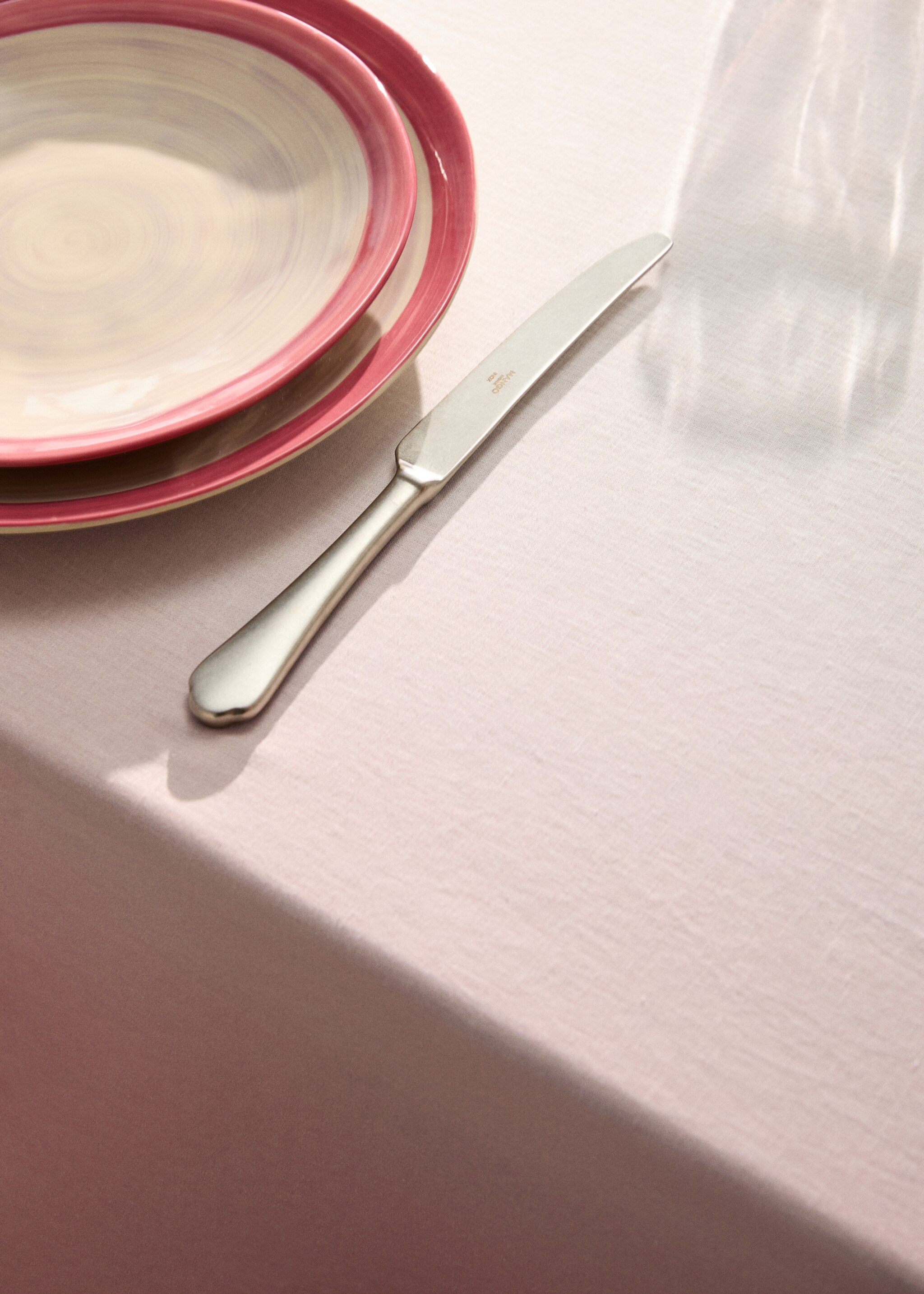 Ombre cotton linen tablecloth design for 6 to 8 guests - Details of the article 7, Pink. Ref: 27033277-00.