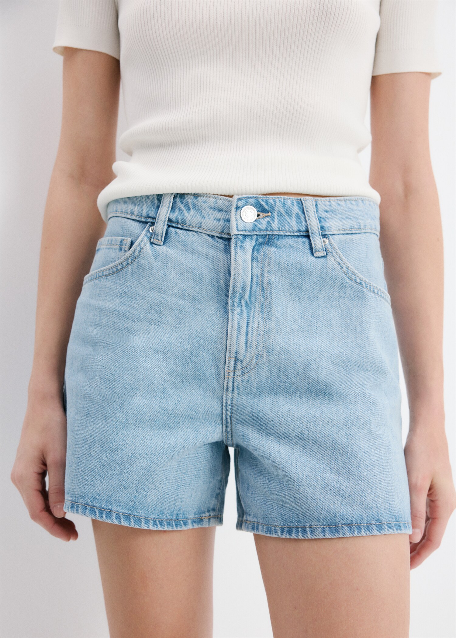 Short en jean droit taille haute - Détail de l'article 1