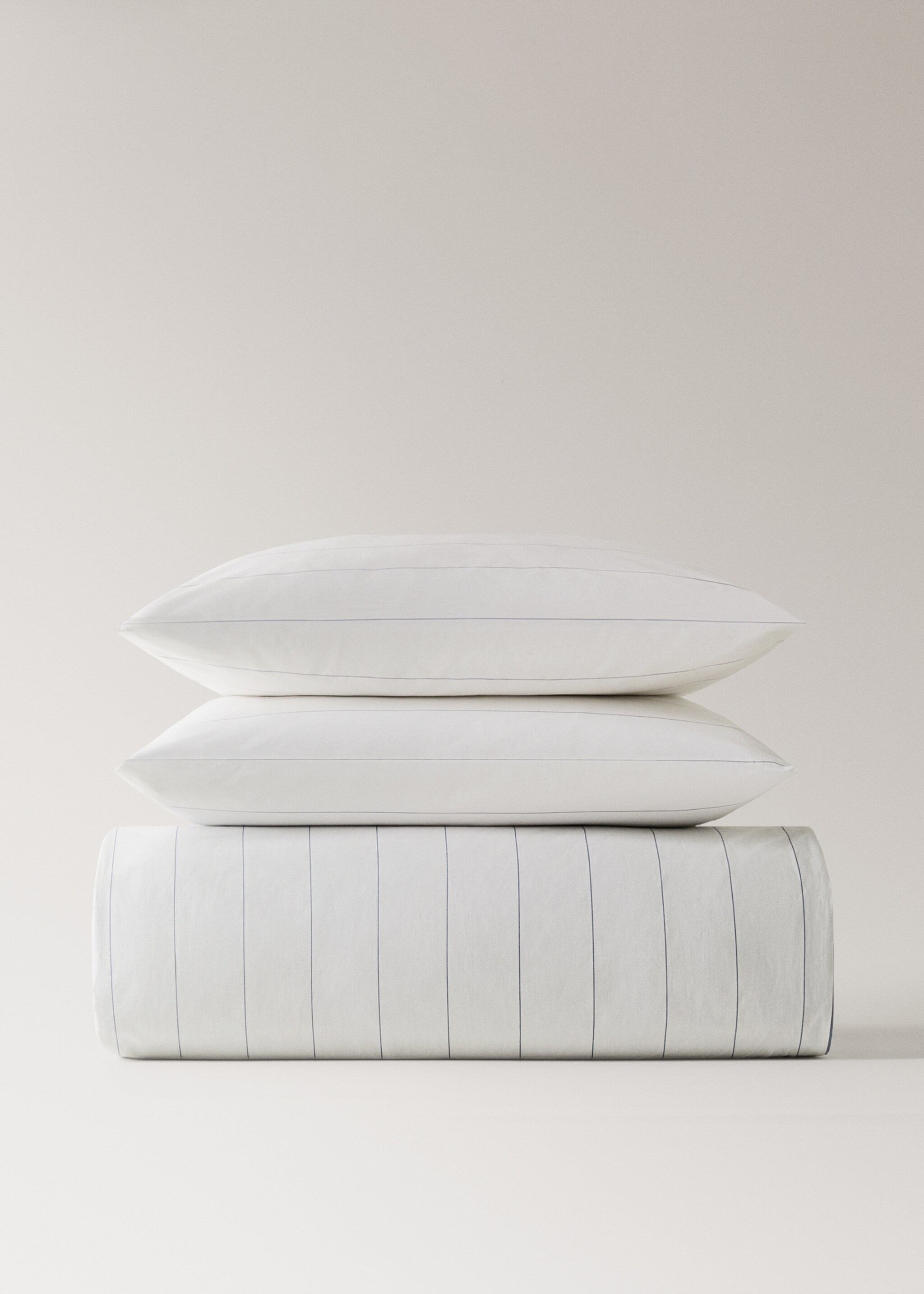 100% cotton reversible striped duvet cover for 135/140 cm bed - Details of the article 4, Blue. Ref: 27033288-00.