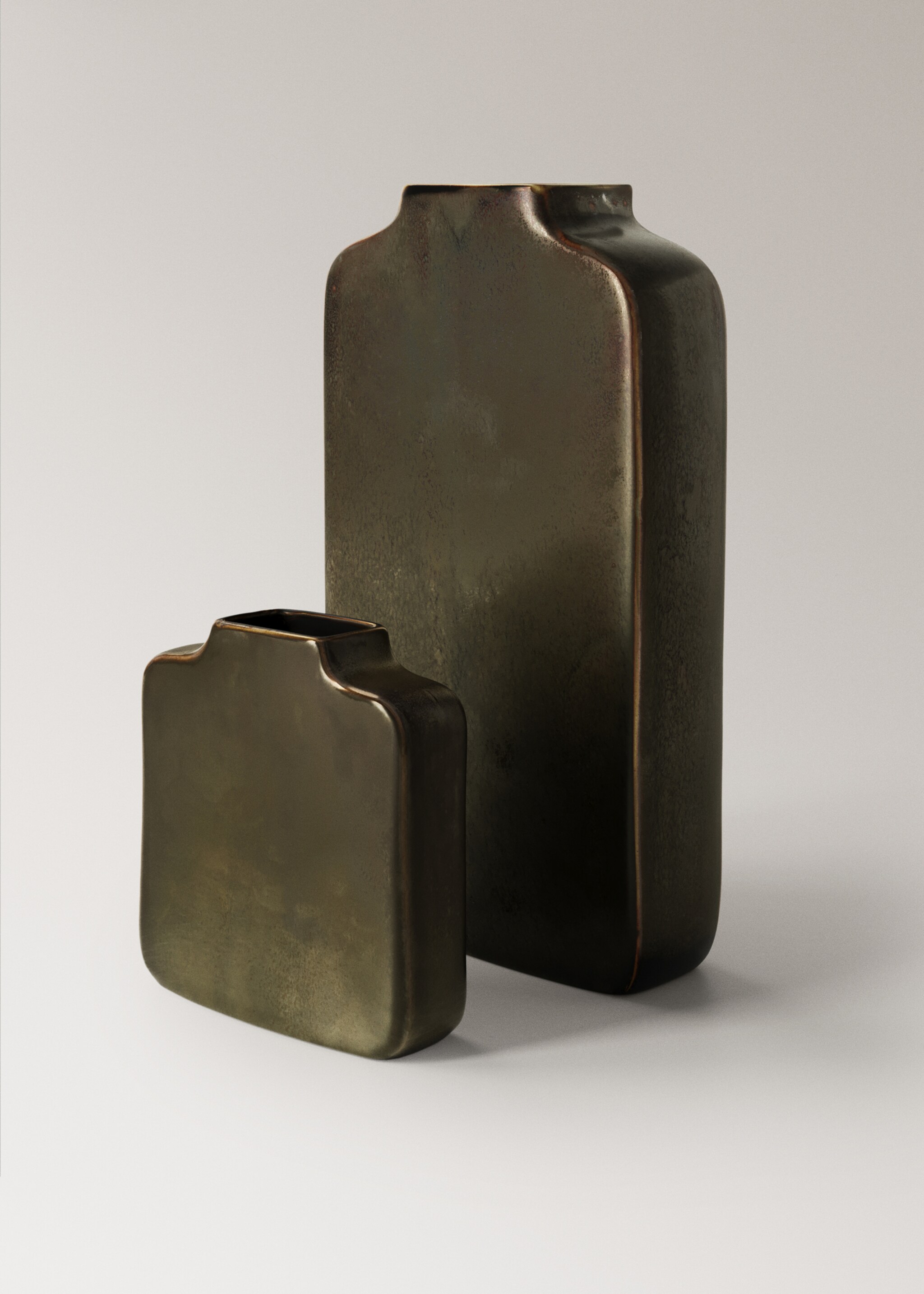 Tall reactive glaze stoneware vase - Details of the article 4, Brown. Ref: 27033296-00.