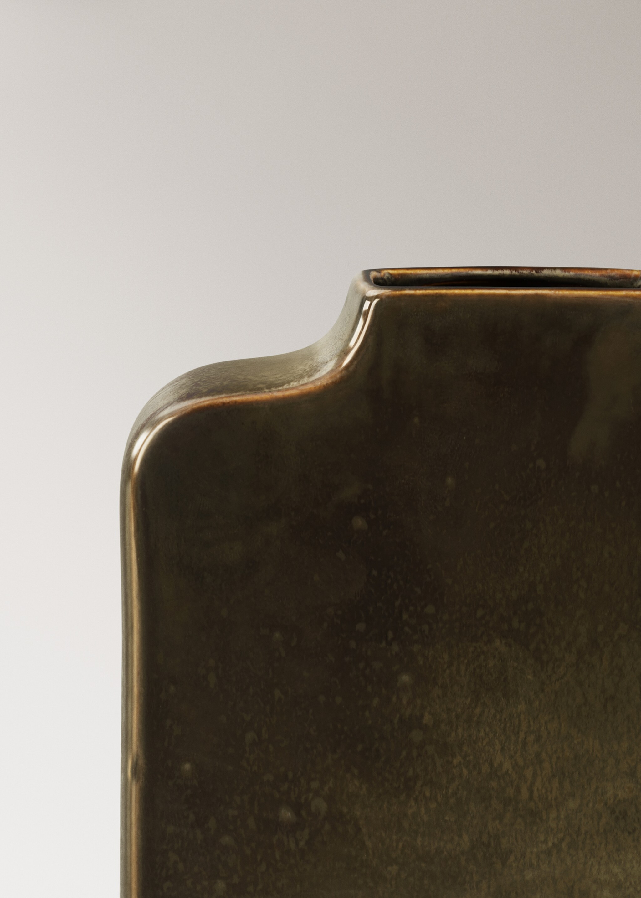 Vase bas en grès réactif - Détail de l'article 1, Marron. Ref: 27033297-00.