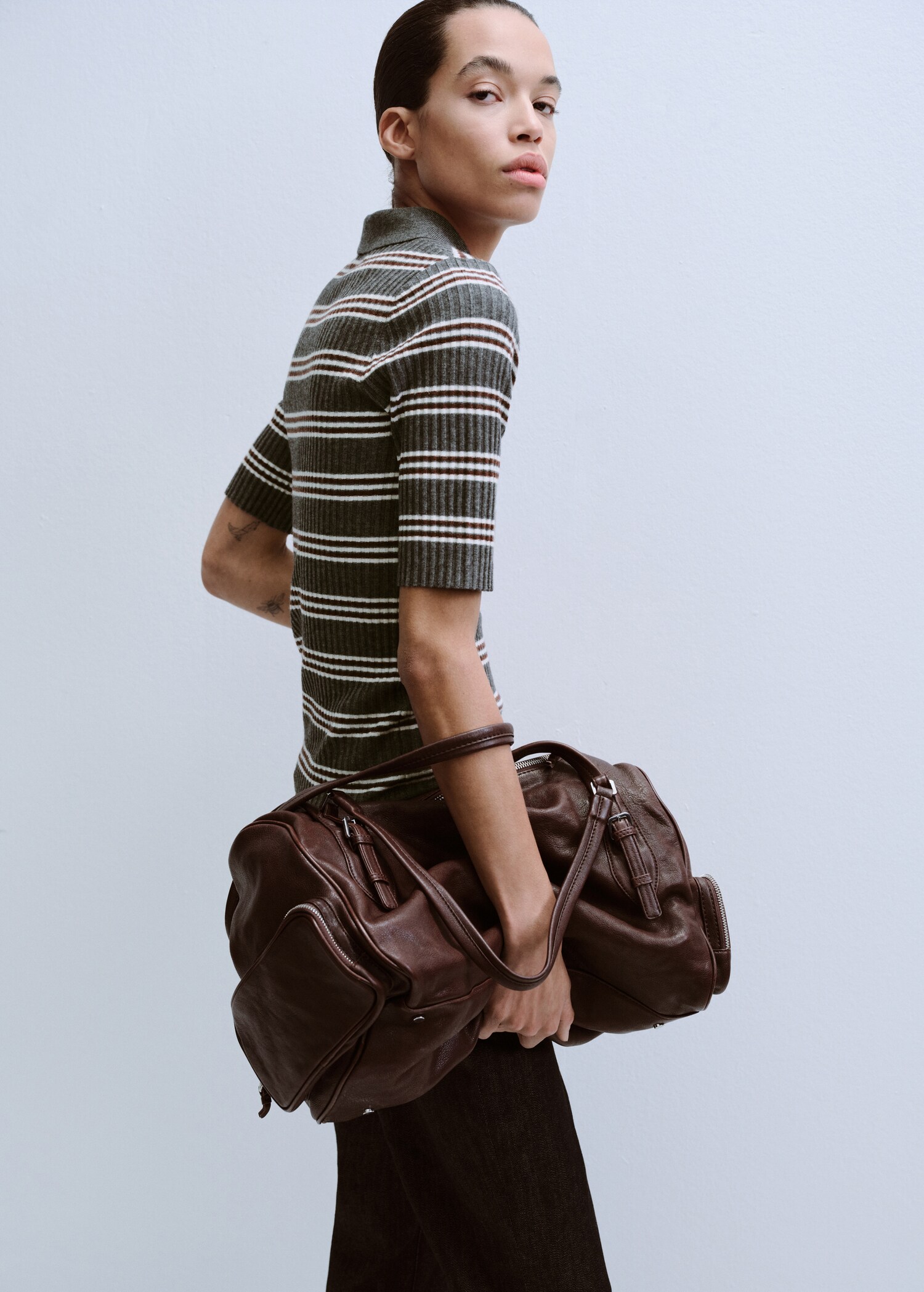 Jersey punto canalé rayas - Plano medio