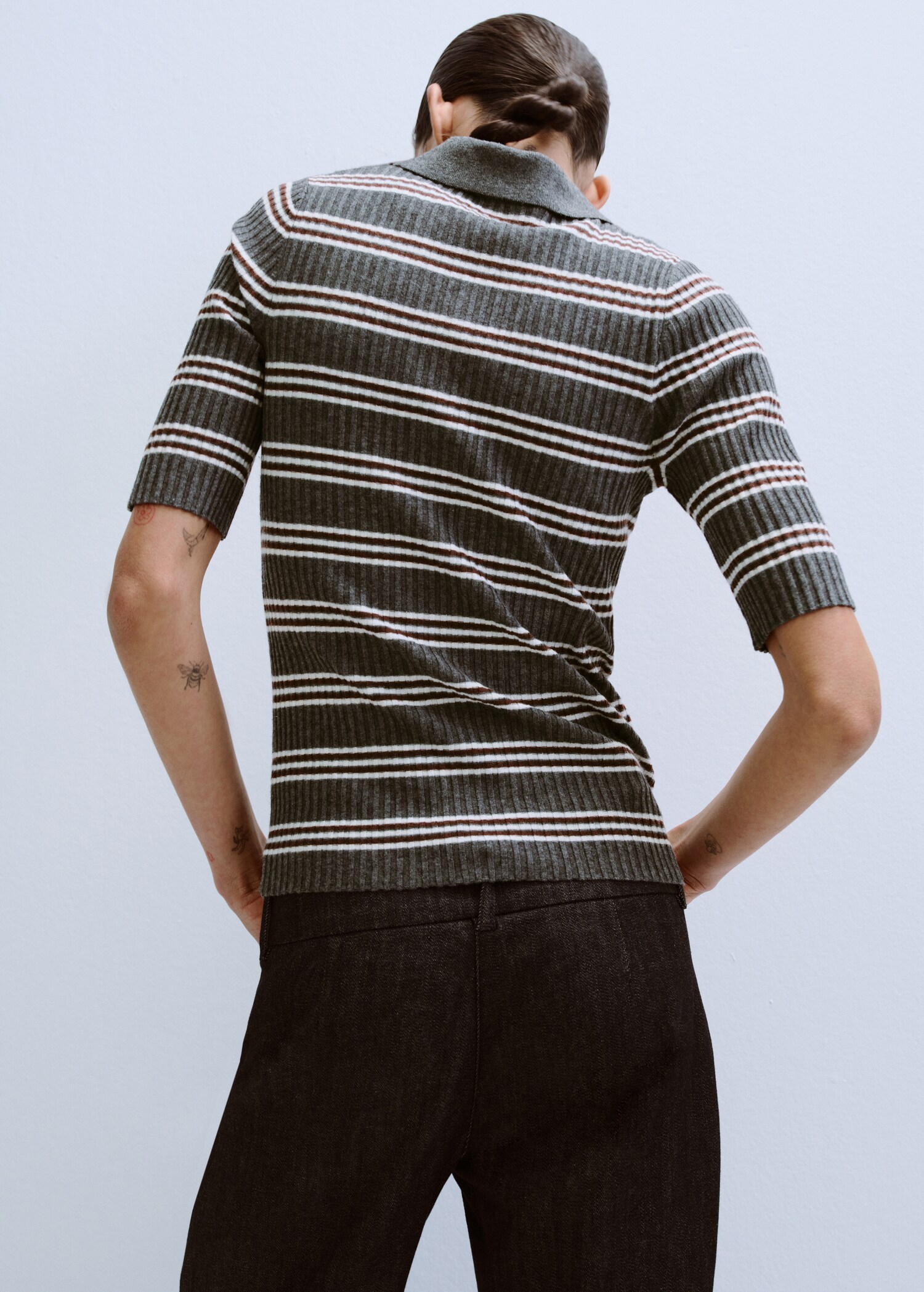 Jersey punto canalé rayas - Reverso del artículo
